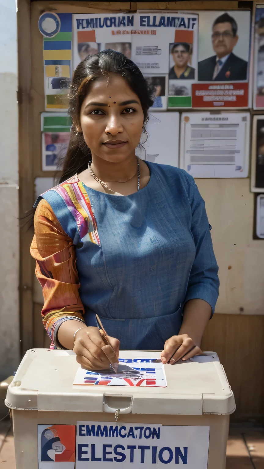 (The) best quality, ultra-detailed, (realistic:1.37), artistic interpretations, Indian electoral system, (vivid colors), portraits, (detailed depiction of people), diverse backgrounds, (colorful attire), (dynamic poses), (expressive faces), (candid moments), (historic landmarks), (traditional symbols), (proud citizens), (democracy in action), (peaceful coexistence), (inclusive society), (empowered voters), (transparent process), (rule of law), (free and fair elections), (vibrant democracy), (strong institutions), (unity in diversity), (public participation), (constitutional rights), (accountability and responsibility), (youth engagement), (gender equality), (social justice), (representative governance), (universal adult suffrage), (civic awareness and responsibility), (peaceful transitions of power), (equitable representation), (political parties), (ethical and lawful campaigning), (integrity and transparency), (electoral reforms), (electoral commission), (active citizenry)