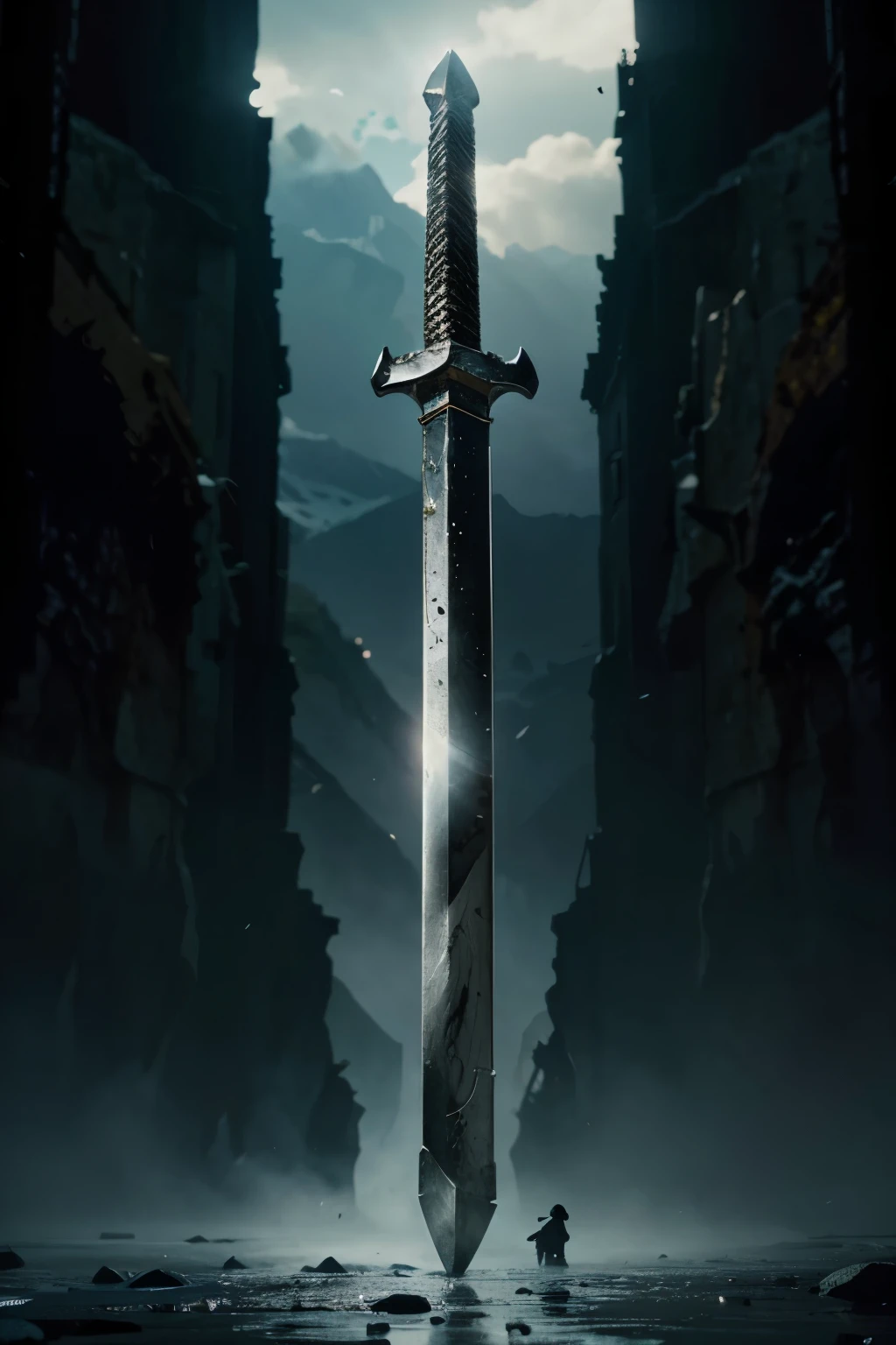 A large, Powerful, legendary sword with many details