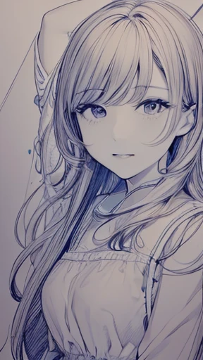 荒いLine art、Rough drawing style、Line art、rough sketch、美しいLine art、Beautiful artwork illustration、Great picture、Upper Body