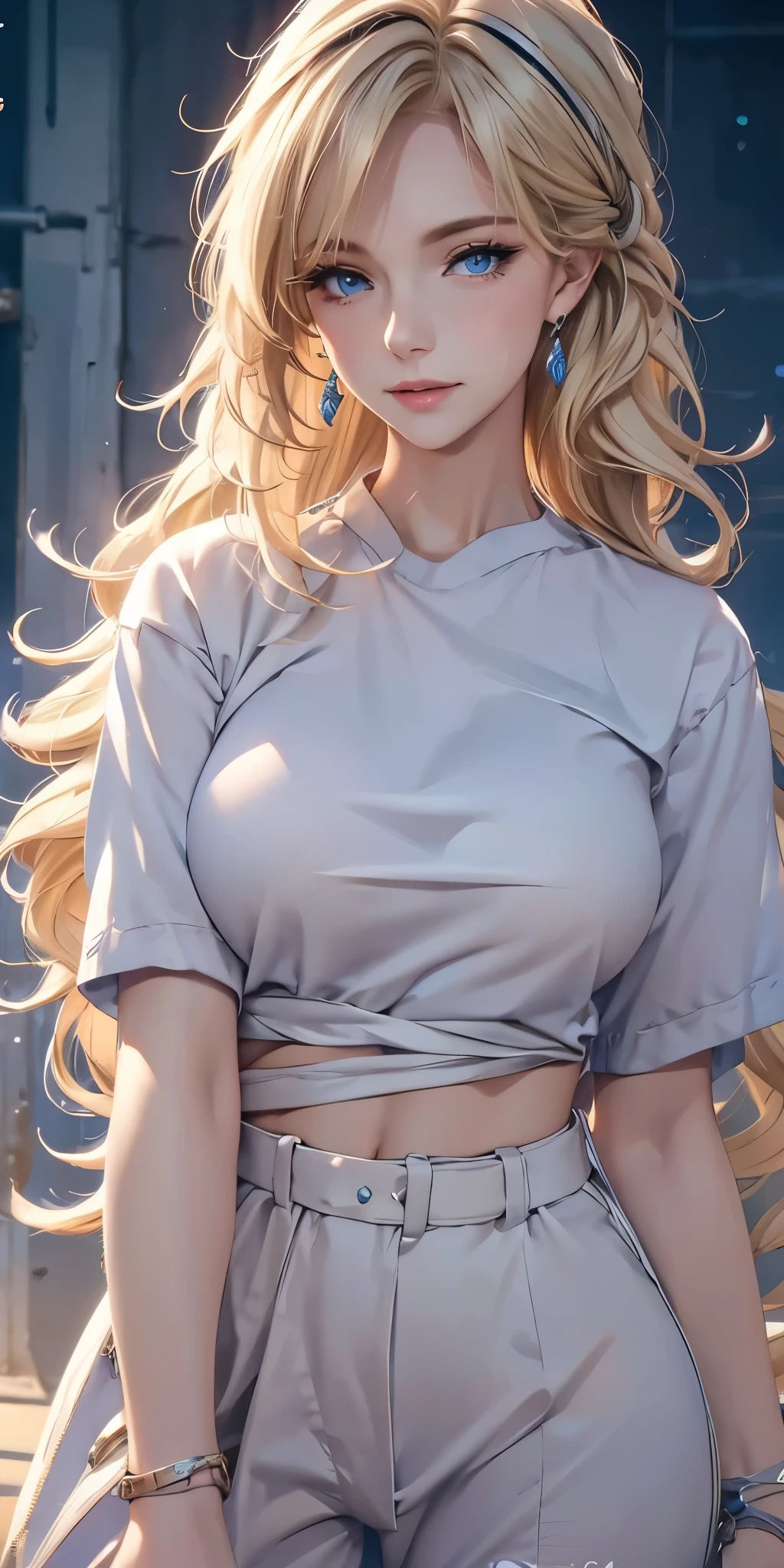 portrait, actual, blue eyes, Blonde hair, Large Breasts, 4K resolution, High quality CG, Beautiful CG, Soft Light, fashion brand image, Fashionable and casual,