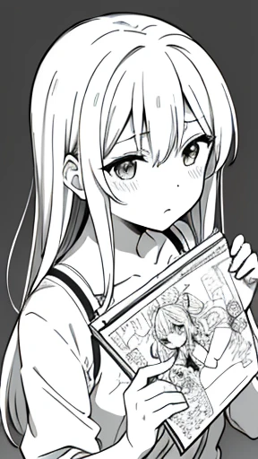荒いLine art、Rough drawing style、Line art、rough sketch、美しいLine art、Beautiful artwork illustration、Great picture、Upper Body、Monochrome