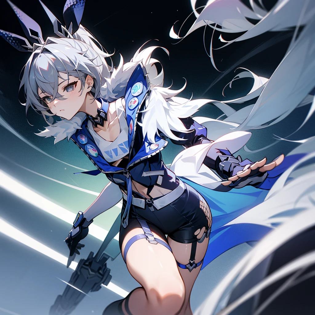 Draw silver wolf from honkai star rail as a Cyclist