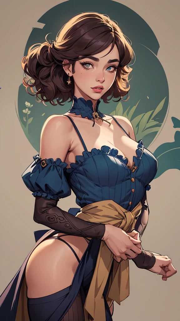 Female character in cartoon style Digital art style illustration Cartoon image of a woman .Ilustra??o estilo desenho animado, estilo de arte dos desenhos animados, Ella Purnel lestilo Cartoon style digital illustration artgerm style cartoon art style, digital illustration style, design de personagens altamente detalhado, arte digital detalhada coragem, Forest fan art, Design de personagens de retrato, beautiful digital illustration, retrato de alta qualidade, Arte em quadrinhos, mulher jovem cabelo com transas lindas . Beautiful lined eyes Medium large bust and wonderful sexy clothes. image expression of sexual desire from the waist to the illustration Ella Purnellstyle Cartoon style digital illustration artgerm style
