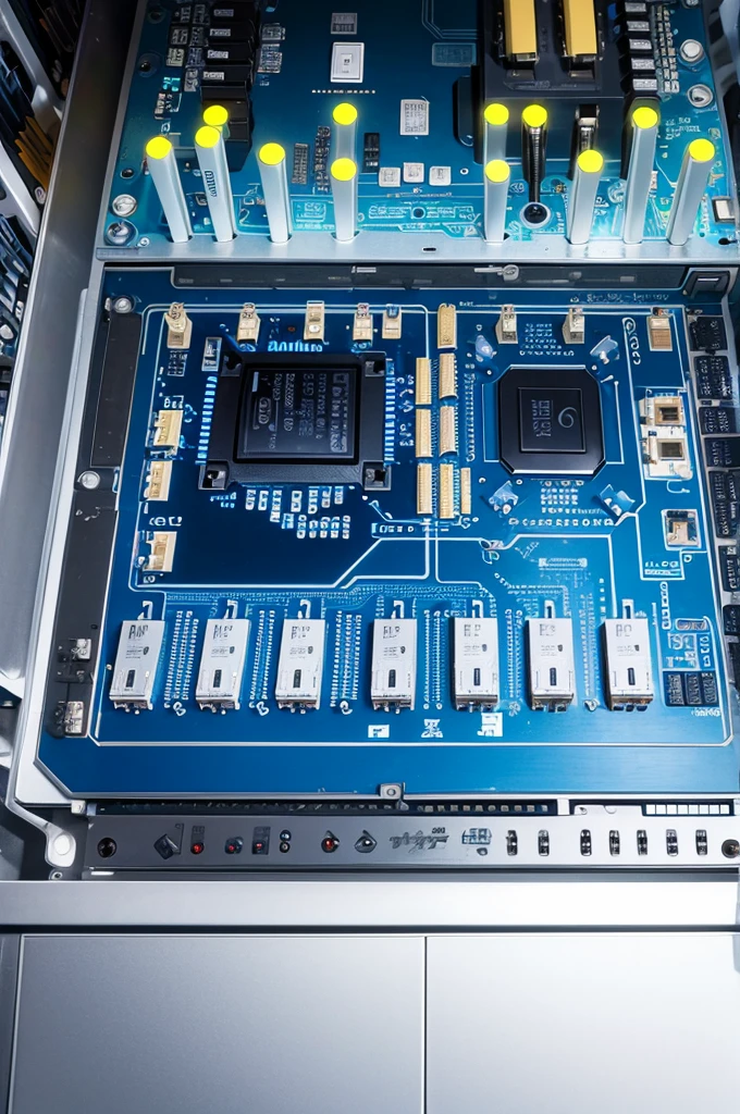 Blue equalizer circuit PCB motherboard,A chip at the center,There are many inductors on the board.、resistors、Transistor