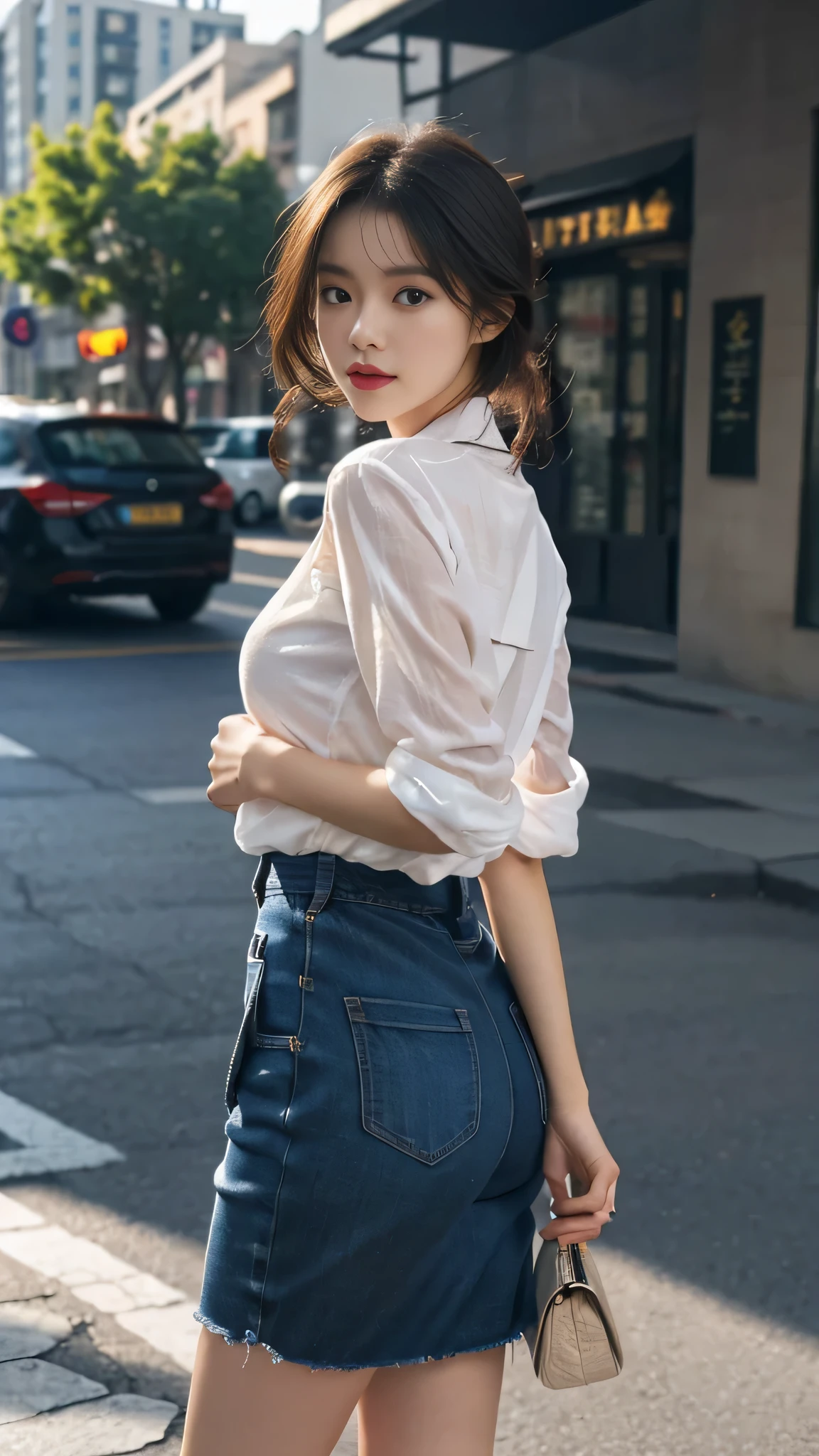 best quality,masterpiece,ultra high resolution,(actual:1.4),original photo,ultra high definition,8k,there is a girl,fashionable clothes, RAW photo, CG rendering, Blurred background, deep shadow, 16K, bokered, Very detailed, wallpaper, depth of field, movie light, Ray tracing