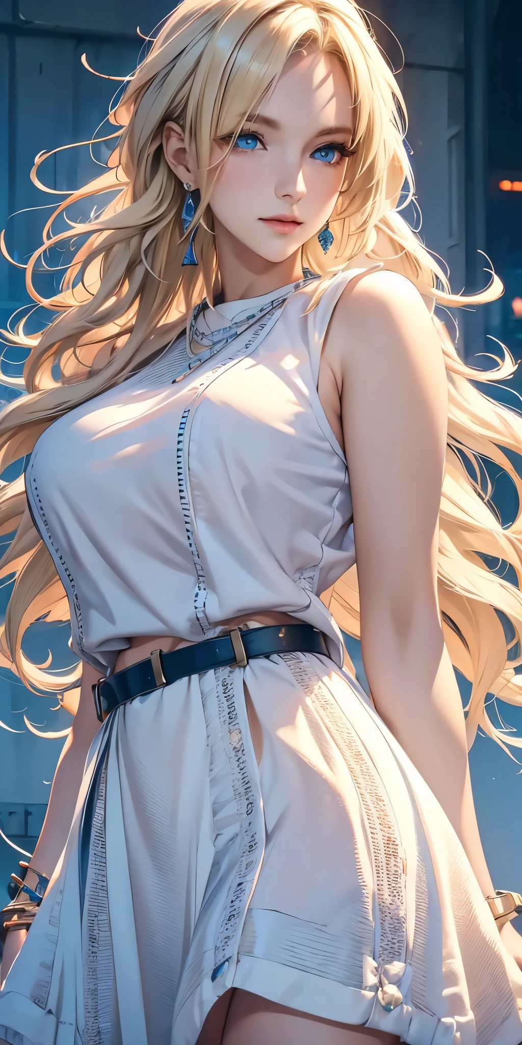 portrait, actual, blue eyes, Blonde hair, Large Breasts, 4K resolution, High quality CG, Beautiful CG, Soft Light, fashion brand image, Fashionable and casual,