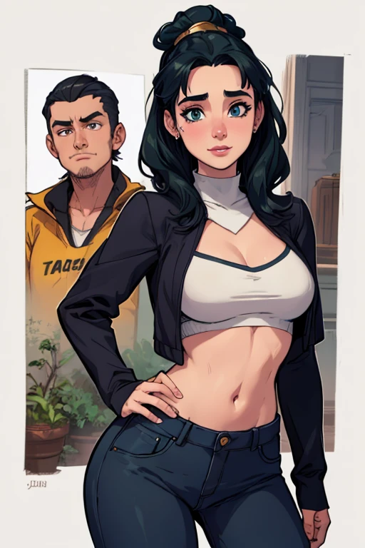 Com um dragão Ennifer Connelly, very long to the waist and half curly with bangs, seios pequenos, olhos grandes com um brilho apaixonado, olhos verdes mel, Um lindo sorriso, vestindo uma camiseta preta longa com um terno feminino verde e jeans, in a serious and sweet comic-style pose, alta qualidade Jennifer Connelly personagem mulher estilo Jennifer Connelly com marcas de guerras Imagem de desenho animado de uma mulher .Ilustra??o estilo desenho animado, estilo de arte dos desenhos animados, estilo de arte dos desenhos animados, digital illustration style, estilo atompunk projeto de pessoaagens altamente detalhado, arte digital detalhada coragem, Forest fan art, Design de personagens de retrato, beautiful digital illustration, retrato de alta qualidade, Arte em quadrinhos, mulher jovem cabelo com transas lindas . Queen Anna by Jennifer Connelly lined eyes Medium large bust and wonderful sexy clothes. image expression of sexual desire from waist to head illustration Queen Anne of Arendelle atompunk style Fallout 4 style pose playboy magazine sensual witch Character cartoon style facial expression happy beautiful smile and six medium small portrait mode waist up with lots of gold around her other stones portrait precious mode waist up queen of the south Jennifer Connelly GTA scenery dominatrix gold coins chest with jewelry with her boyfriend, um homem com barba preta, armado com um estilo militar, Jennifer Connelly Turnaround sheet Creates multiple images in different poses of the same cartoon character:1.2), Woman from Southern Brazil Drawing Art Gaucho Artline white background woman Cartoon image of a woman , roupas sensuais , garota Personagens GTA estilo artgerm femininas Yvonne Strahovski estilo de desenho garota,, pequeno, Shy, bunda grande, catholic nun outfit , dynamic pose, Quente, soft or colored lips, fundo simples, perfect hands, anatomia perfeita, Apoie-se no estilo cartoon de Jennifer Connelly
