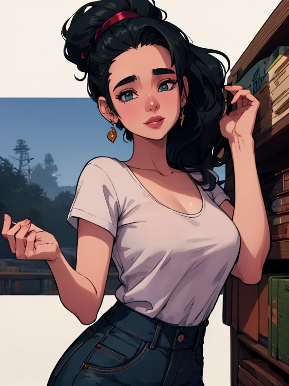 Com um dragão Ennifer Connelly, very long to the waist and half curly with bangs, seios pequenos, olhos grandes com um brilho apaixonado, olhos verdes mel, Um lindo sorriso, vestindo uma camiseta preta longa com um terno feminino verde e jeans, in a serious and sweet comic-style pose, alta qualidade Jennifer Connelly personagem mulher estilo Jennifer Connelly com marcas de guerras Imagem de desenho animado de uma mulher .Ilustra??o estilo desenho animado, estilo de arte dos desenhos animados, estilo de arte dos desenhos animados, digital illustration style, estilo atompunk projeto de pessoaagens altamente detalhado, arte digital detalhada coragem, Forest fan art, Design de personagens de retrato, beautiful digital illustration, retrato de alta qualidade, Arte em quadrinhos, mulher jovem cabelo com transas lindas . Queen Anna by Jennifer Connelly lined eyes Medium large bust and wonderful sexy clothes. image expression of sexual desire from waist to head illustration Queen Anne of Arendelle atompunk style Fallout 4 style pose playboy magazine sensual witch Character cartoon style facial expression happy beautiful smile and six medium small portrait mode waist up with lots of gold around her other stones portrait precious mode waist up queen of the south Jennifer Connelly GTA scenery dominatrix gold coins chest with jewelry with her boyfriend, um homem com barba preta, armado com um estilo militar, Jennifer Connelly Turnaround sheet Creates multiple images in different poses of the same cartoon character:1.2), Woman from Southern Brazil Drawing Art Gaucho Artline white background woman Cartoon image of a woman , roupas sensuais , garota Personagens GTA estilo artgerm femininas Yvonne Strahovski estilo de desenho garota,, pequeno, Shy, bunda grande, catholic nun outfit , dynamic pose, Quente, soft or colored lips, fundo simples, perfect hands, anatomia perfeita, Apoie-se no estilo cartoon de Jennifer Connelly