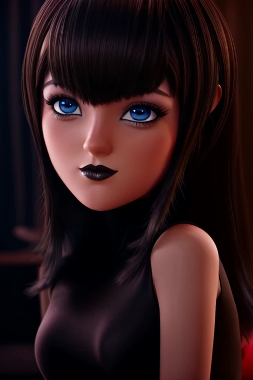 20 year old woman , lenceria, perfect asymmetrical face and detailed eyes 3D slender figure big oppais long hair, pose sexy , y mirando al espectador, imagen perfecta para wallpaper fanart, gothic makeup voluminous and red lips 