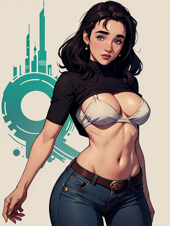 Com um dragão Ennifer Connelly, very long to the waist and half curly with bangs, seios pequenos, olhos grandes com um brilho apaixonado, olhos verdes mel, Um lindo sorriso, vestindo uma camiseta preta longa com um terno feminino verde e jeans, in a serious and sweet comic-style pose, alta qualidade Jennifer Connelly personagem mulher estilo Jennifer Connelly com marcas de guerras Imagem de desenho animado de uma mulher .Ilustra??o estilo desenho animado, estilo de arte dos desenhos animados, estilo de arte dos desenhos animados, digital illustration style, estilo atompunk projeto de pessoaagens altamente detalhado, arte digital detalhada coragem, Forest fan art, Design de personagens de retrato, beautiful digital illustration, retrato de alta qualidade, Arte em quadrinhos, mulher jovem cabelo com transas lindas . Queen Anna by Jennifer Connelly lined eyes Medium large bust and wonderful sexy clothes. image expression of sexual desire from waist to head illustration Queen Anne of Arendelle atompunk style Fallout 4 style pose playboy magazine sensual witch Character cartoon style facial expression happy beautiful smile and six medium small portrait mode waist up with lots of gold around her other stones portrait precious mode waist up queen of the south Jennifer Connelly GTA scenery dominatrix gold coins chest with jewelry with her boyfriend, um homem com barba preta, armado com um estilo militar, Jennifer Connelly Turnaround sheet Creates multiple images in different poses of the same cartoon character:1.2), Woman from Southern Brazil Drawing Art Gaucho Artline white background woman Cartoon image of a woman , roupas sensuais , garota Personagens GTA estilo artgerm femininas Yvonne Strahovski estilo de desenho garota,, pequeno, Shy, bunda grande, catholic nun outfit , dynamic pose, Quente, soft or colored lips, fundo simples, perfect hands, anatomia perfeita, Apoie-se no estilo cartoon de Jennifer Connelly