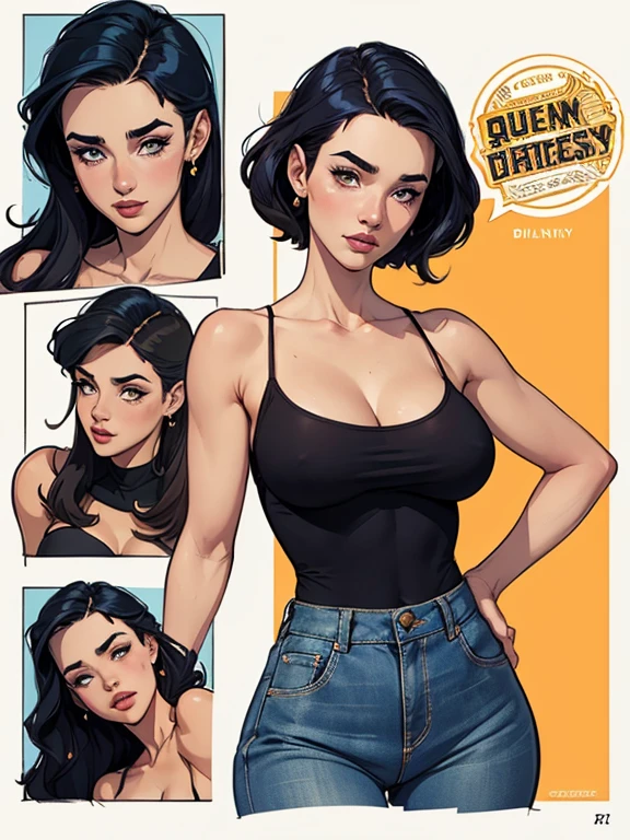 Com um dragão Ennifer Connelly, very long to the waist and half curly with bangs, seios pequenos, olhos grandes com um brilho apaixonado, olhos verdes mel, Um lindo sorriso, vestindo uma camiseta preta longa com um terno feminino verde e jeans, in a serious and sweet comic-style pose, alta qualidade Jennifer Connelly personagem mulher estilo Jennifer Connelly com marcas de guerras Imagem de desenho animado de uma mulher .Ilustra??o estilo desenho animado, estilo de arte dos desenhos animados, estilo de arte dos desenhos animados, digital illustration style, estilo atompunk projeto de pessoaagens altamente detalhado, arte digital detalhada coragem, Forest fan art, Design de personagens de retrato, beautiful digital illustration, retrato de alta qualidade, Arte em quadrinhos, mulher jovem cabelo com transas lindas . Queen Anna by Jennifer Connelly lined eyes Medium large bust and wonderful sexy clothes. image expression of sexual desire from waist to head illustration Queen Anne of Arendelle atompunk style Fallout 4 style pose playboy magazine sensual witch Character cartoon style facial expression happy beautiful smile and six medium small portrait mode waist up with lots of gold around her other stones portrait precious mode waist up queen of the south Jennifer Connelly GTA scenery dominatrix gold coins chest with jewelry with her boyfriend, um homem com barba preta, armado com um estilo militar, Jennifer Connelly Turnaround sheet Creates multiple images in different poses of the same cartoon character:1.2), Woman from Southern Brazil Drawing Art Gaucho Artline white background woman Cartoon image of a woman , roupas sensuais , garota Personagens GTA estilo artgerm femininas Yvonne Strahovski estilo de desenho garota,, pequeno, Shy, bunda grande, catholic nun outfit , dynamic pose, Quente, soft or colored lips, fundo simples, perfect hands, anatomia perfeita, Apoie-se no estilo cartoon de Jennifer Connelly