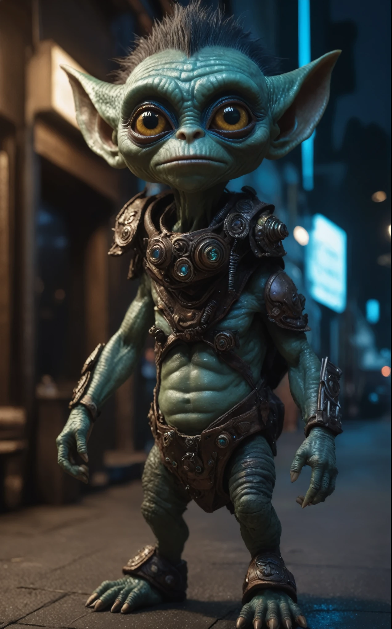 full-body-shot,niobium Manganite (The Alien Entity:troll:0.5), babychild, wants eat,survival in criminal city of future,Cinematic,soft colors, Technicolor,natural skin textures, hyper realism, hyper detailed,Extremely detailed,High contrast,Masterpiece,Realistic,Ultra Detailed, intricate details,realistic humid leather,extremely intricate,Epic Realistic, cinematic style,irina yermolova,high contrast,HDR,extremely detailed, [deep night landscape],masterpiece,intricate details,faded,eyes extremely detailed, high detailed eyes,8k resolution,RAW,retina, Nikon Z9