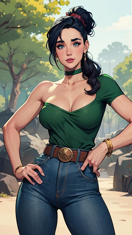 Com um dragão Ennifer Connelly, very long to the waist and half curly with bangs, seios pequenos, olhos grandes com um brilho apaixonado, olhos verdes mel, Um lindo sorriso, vestindo uma camiseta preta longa com um terno feminino verde e jeans, in a serious and sweet comic-style pose, alta qualidade Jennifer Connelly personagem mulher estilo Jennifer Connelly com marcas de guerras Imagem de desenho animado de uma mulher .Ilustra??o estilo desenho animado, estilo de arte dos desenhos animados, estilo de arte dos desenhos animados, digital illustration style, estilo atompunk projeto de pessoaagens altamente detalhado, arte digital detalhada coragem, Forest fan art, Design de personagens de retrato, beautiful digital illustration, retrato de alta qualidade, Arte em quadrinhos, mulher jovem cabelo com transas lindas . Queen Anna by Jennifer Connelly lined eyes Medium large bust and wonderful sexy clothes. image expression of sexual desire from waist to head illustration Queen Anne of Arendelle atompunk style Fallout 4 style pose playboy magazine sensual witch Character cartoon style facial expression happy beautiful smile and six medium small portrait mode waist up with lots of gold around her other stones portrait precious mode waist up queen of the south Jennifer Connelly GTA scenery dominatrix gold coins chest with jewelry with her boyfriend, um homem com barba preta, armado com um estilo militar, Jennifer Connelly Turnaround sheet Creates multiple images in different poses of the same cartoon character:1.2), Woman from Southern Brazil Drawing Art Gaucho Artline white background woman Cartoon image of a woman , roupas sensuais , garota Personagens GTA estilo artgerm femininas Yvonne Strahovski estilo de desenho garota,, pequeno, Shy, bunda grande, catholic nun outfit , dynamic pose, Quente, soft or colored lips, fundo simples, perfect hands, anatomia perfeita, Apoie-se no estilo cartoon de Jennifer Connelly