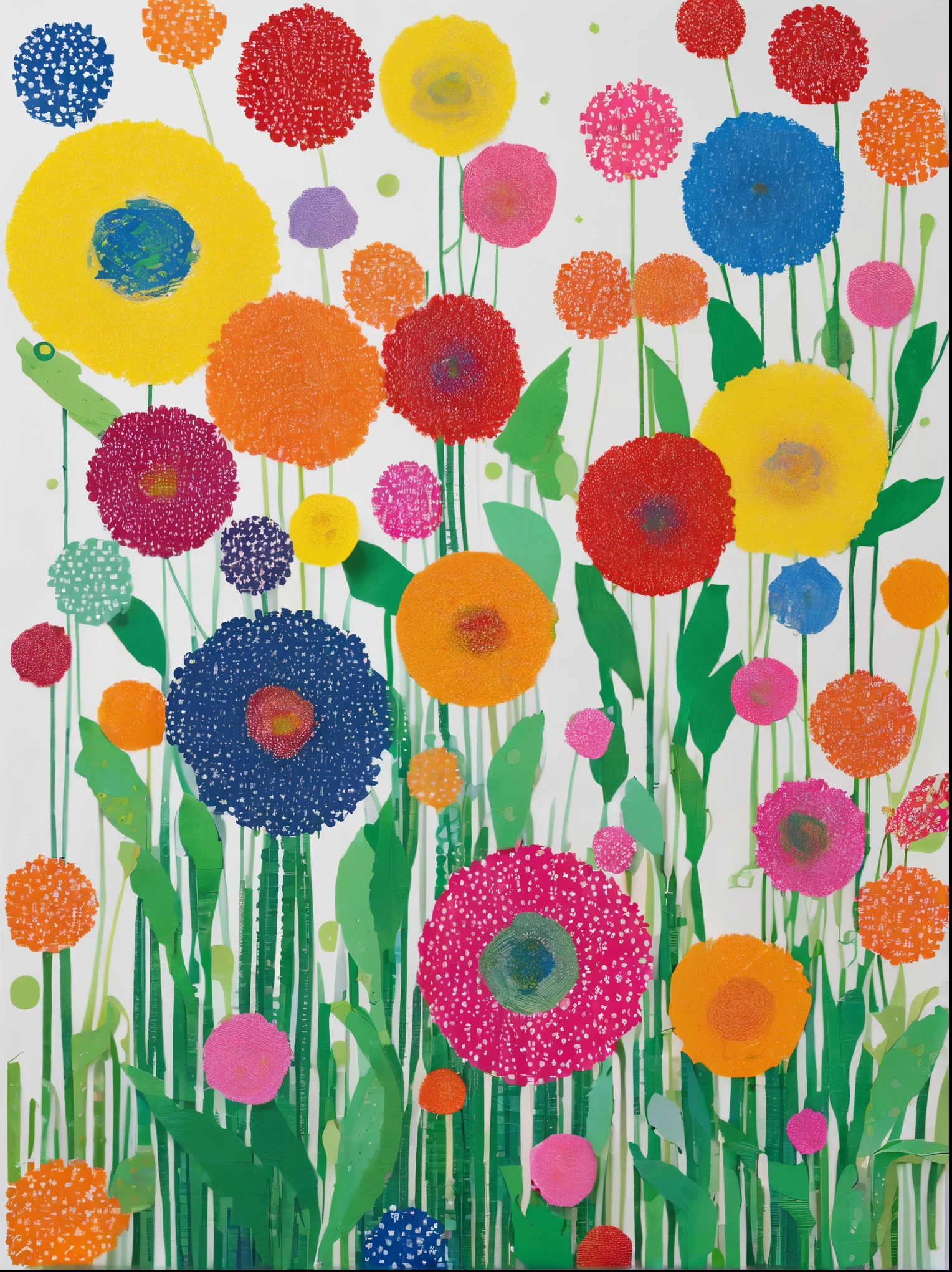 Dot Art, With points创造图像的艺术, With points, A bouquet of flowers drawn on paper with polka dots