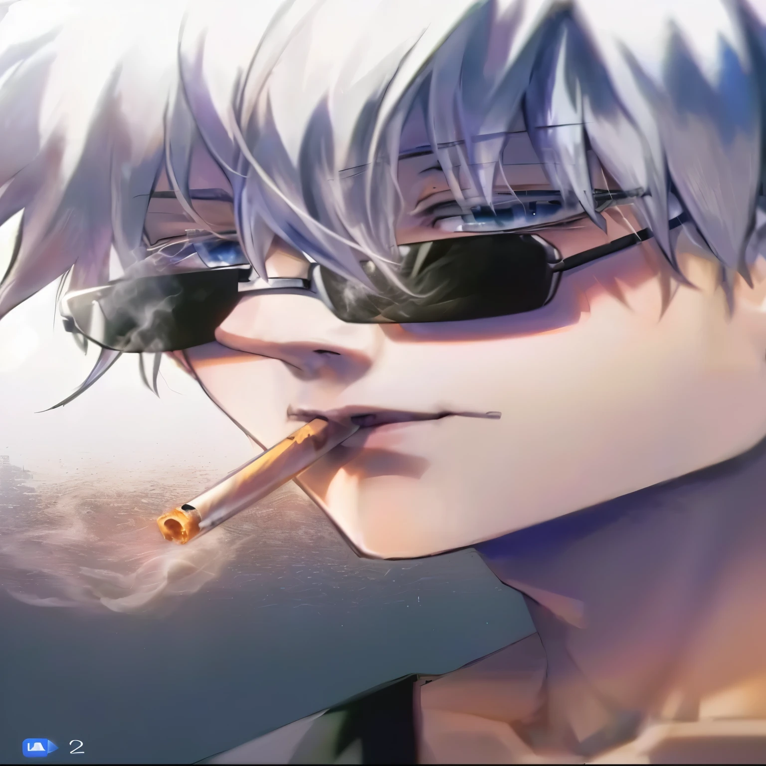 Anime boy with sunglasses smoking a cigarette and wearing a tie, Gendo Ikari smokes a cigarette, 2D anime style, Badass anime 8k, Animated anime art style, 4k manga wallpaper, Ken Kaneke, Semi-realistic anime style, High quality anime art style, Male anime style, 4K anime style, Anime feelings, Anime wallpaper 4k