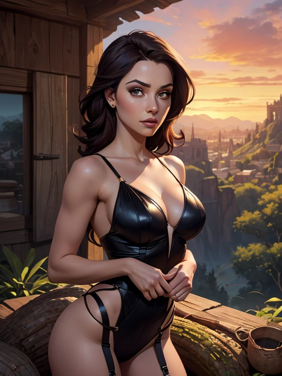 Uma garota, Sozinho, (Busto, tronco, Vista frontal:1.2), arte conceitual, assassin, capuz, Capa, cabelo preto, olhos vermelhos, cintos, shoulder-cintos, espartilho, (obra de arte, Altamente detalhado, olhe para o visualizador, fundo cinza desfocado brilhante, fundo pulverizado gradiente, fundo desfocado:1.2)
