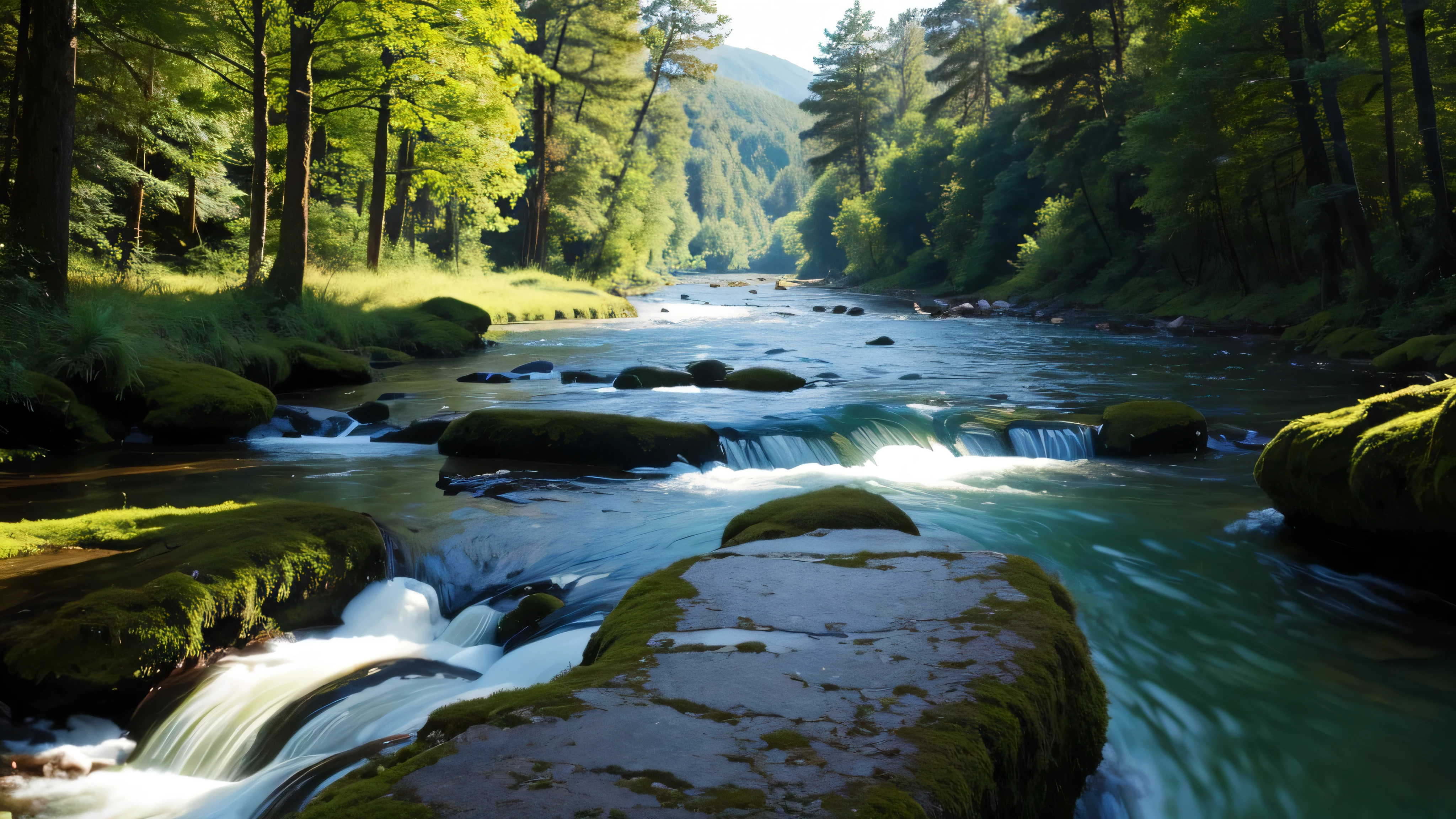 calm river flowing through forest