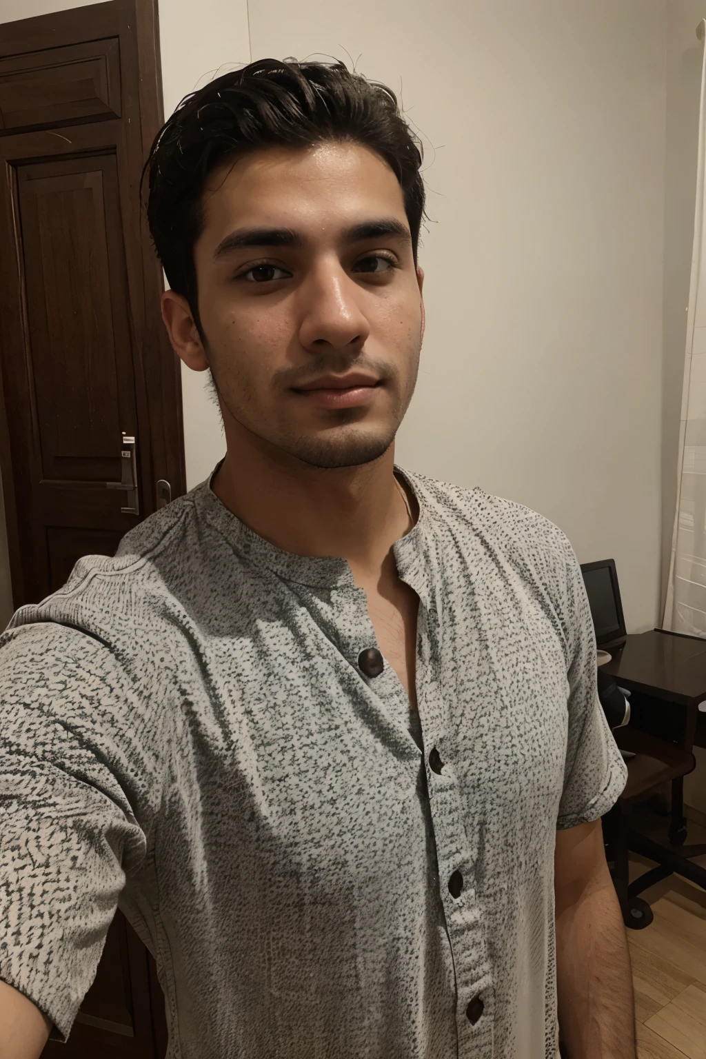 a selfie of a 25 yo man named Keren taken with iphone, arabic origins