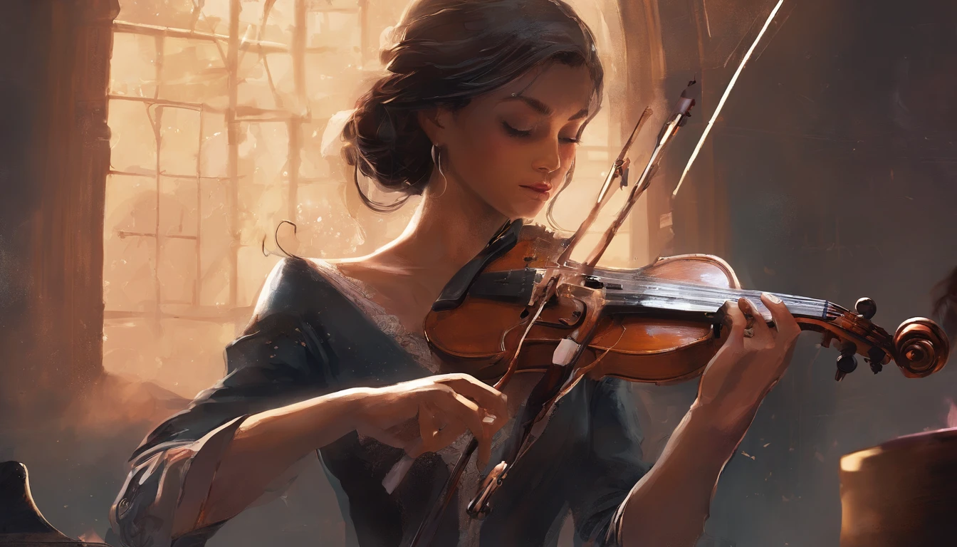A single violinist playing the most incredible piece of music known to mankind. Love and peace flow from her violin, causando el comienzo de la paz mundial