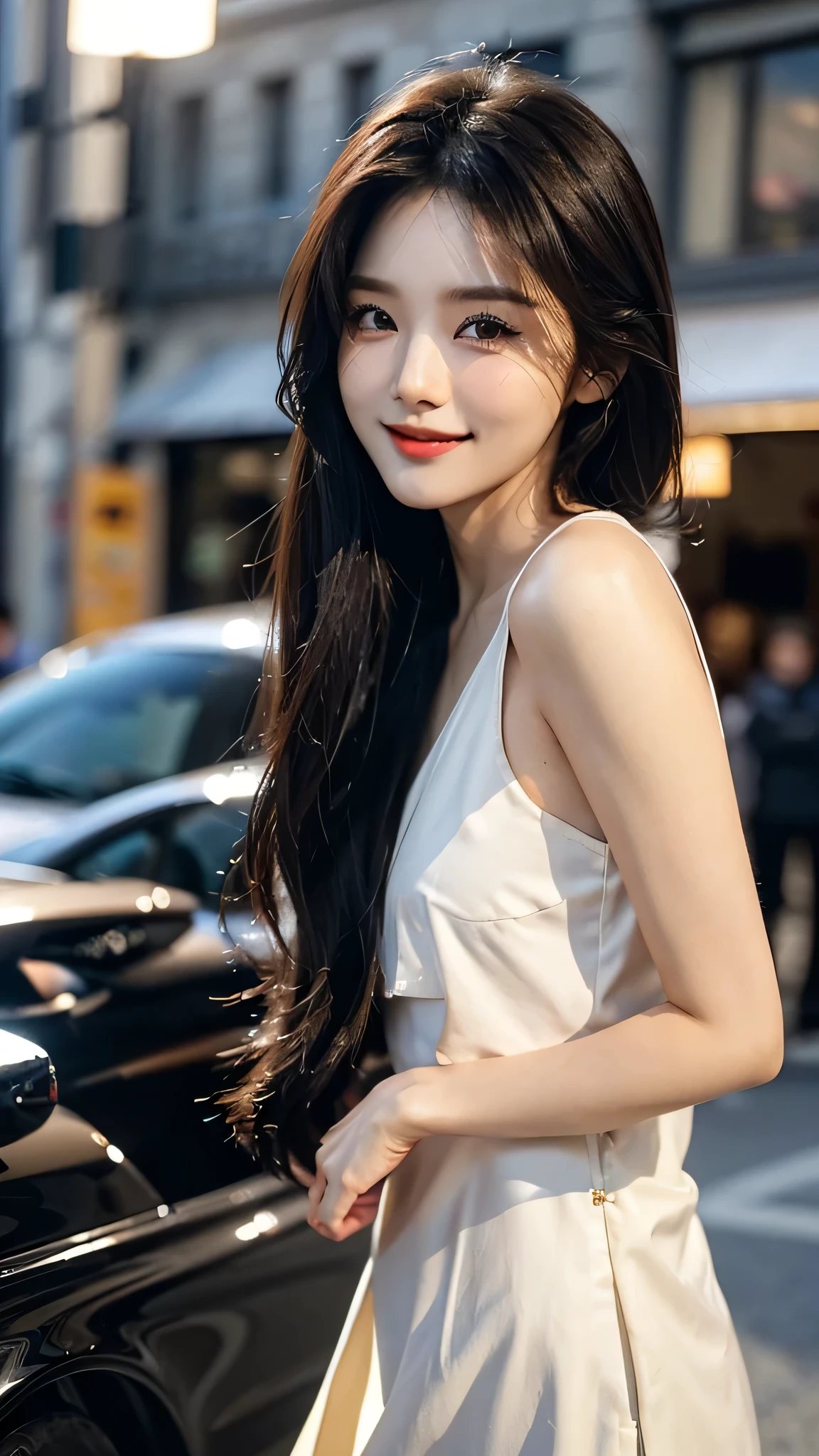 masterpiece、top-quality)、1 beutiful girl、((Wearing black sunglasses )), (Detailed beautiful eyes), ((Detailed skin)) , ((Detailed beautiful hair)), Walk around the store、((Boyish Brown Medium Hair))、((Smaller face))、((Neutral face))、((Face seen from the side))、((Light brown eyes))、((Korean Girl))、((18year old))、((cool lady))、((A shy smile on his face))、((Korean Makeup))、((elongated and sharp eyes))、((Happy dating))、((boyish))、((Shot from the same height as your face)、), ((CG rendering)), ((Blurred background)), ((16K)), ((Very detailed)), ((wallpaper)), ((depth of field)), ((movie light)), (( Ray tracing)).
