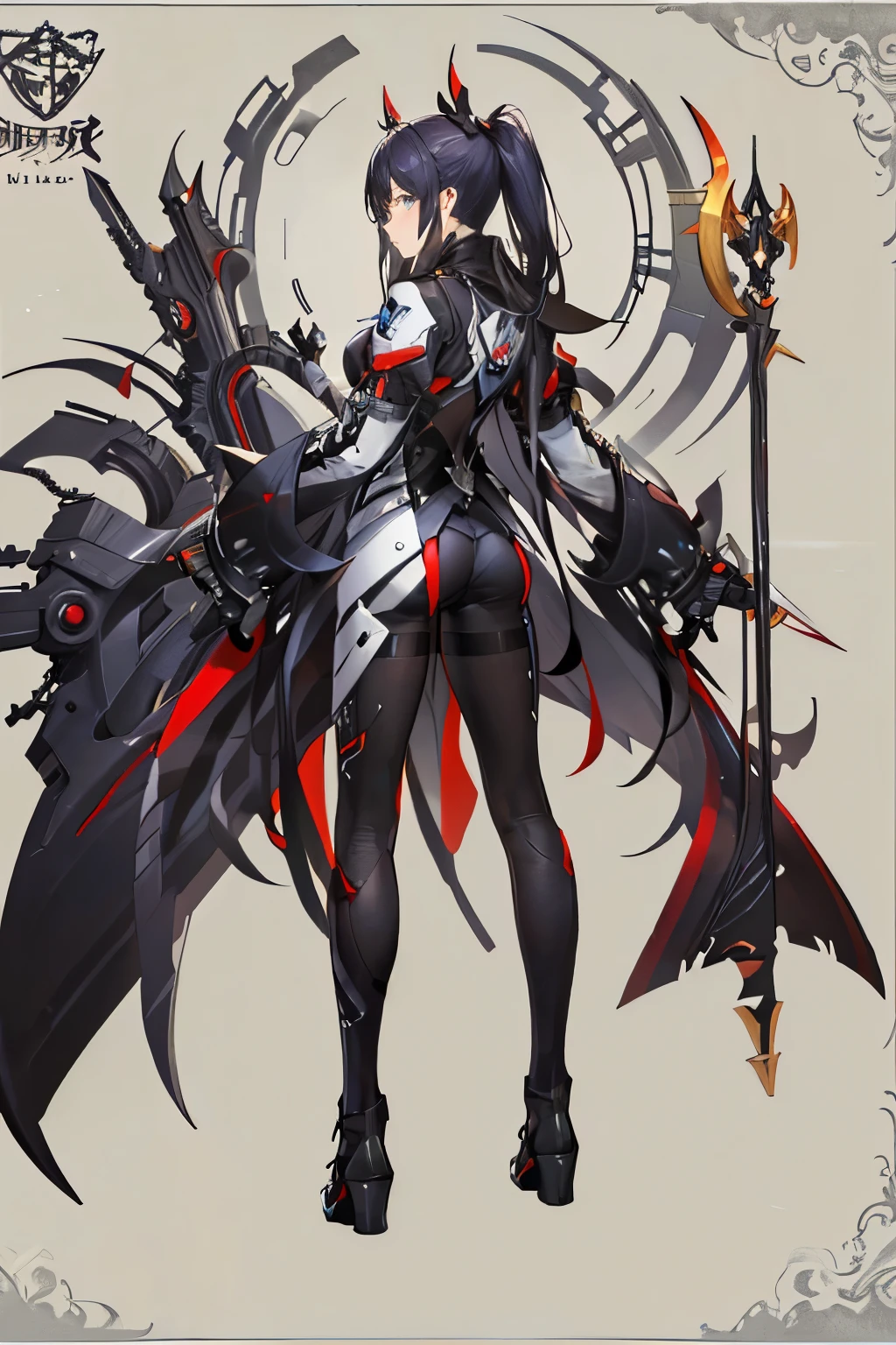 masterpiece,high quality, (concept art, official art,full body)(three sided view:1.3), simple background