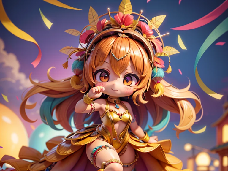 1female\((chibi:1.5),(smile:1.5),brunettes hair,hair floating,curly hairs,brown eyes,sweat,lively,carnival,parade,dancing samba hard,(bzccostume:1.5),(headdress:1.5),Brazilian Woman,Tanned Skin,gorgeous,luxurious\), background\(brazil town,colorful confetti and streamers,beautiful fireworks\), BREAK ,quality\(8k,wallpaper of extremely detailed CG unit, ​masterpiece,hight resolution,top-quality,top-quality real texture skin,hyper realisitic,increase the resolution,RAW photos,best qualtiy,highly detailed,the wallpaper,cinematic lighting,ray trace,golden ratio\),[nsfw:2.0],[nsfw:2.0]