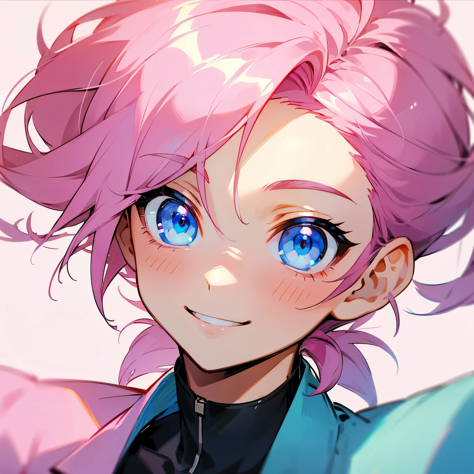 Blue eyes, pink hair, cute boy, happy smiles, cute hairstyles, boy