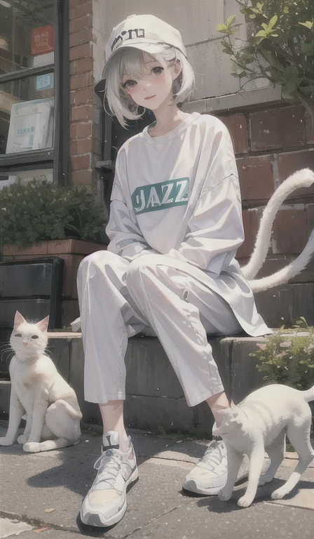 Relaxed character and white cat jazz scat