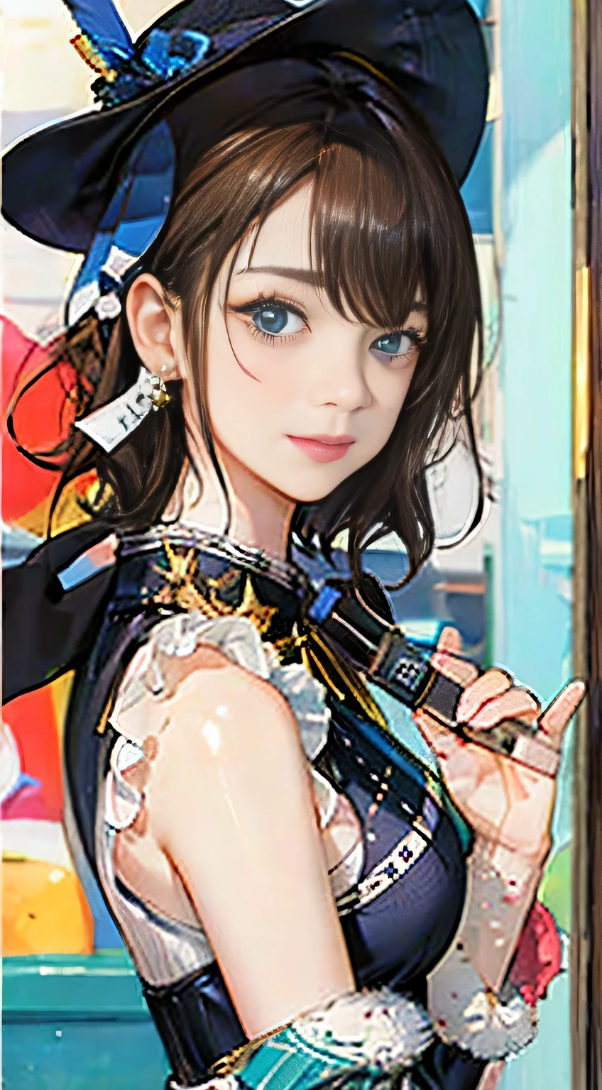 highest quality, masterpiece, One girl, whole body, Very delicate and beautiful girl, 8K Wallpaper, Beautiful fine details, Beautiful sparkle, Cinematic lighting、23 years old、Idol、sexy、Colorful costumes