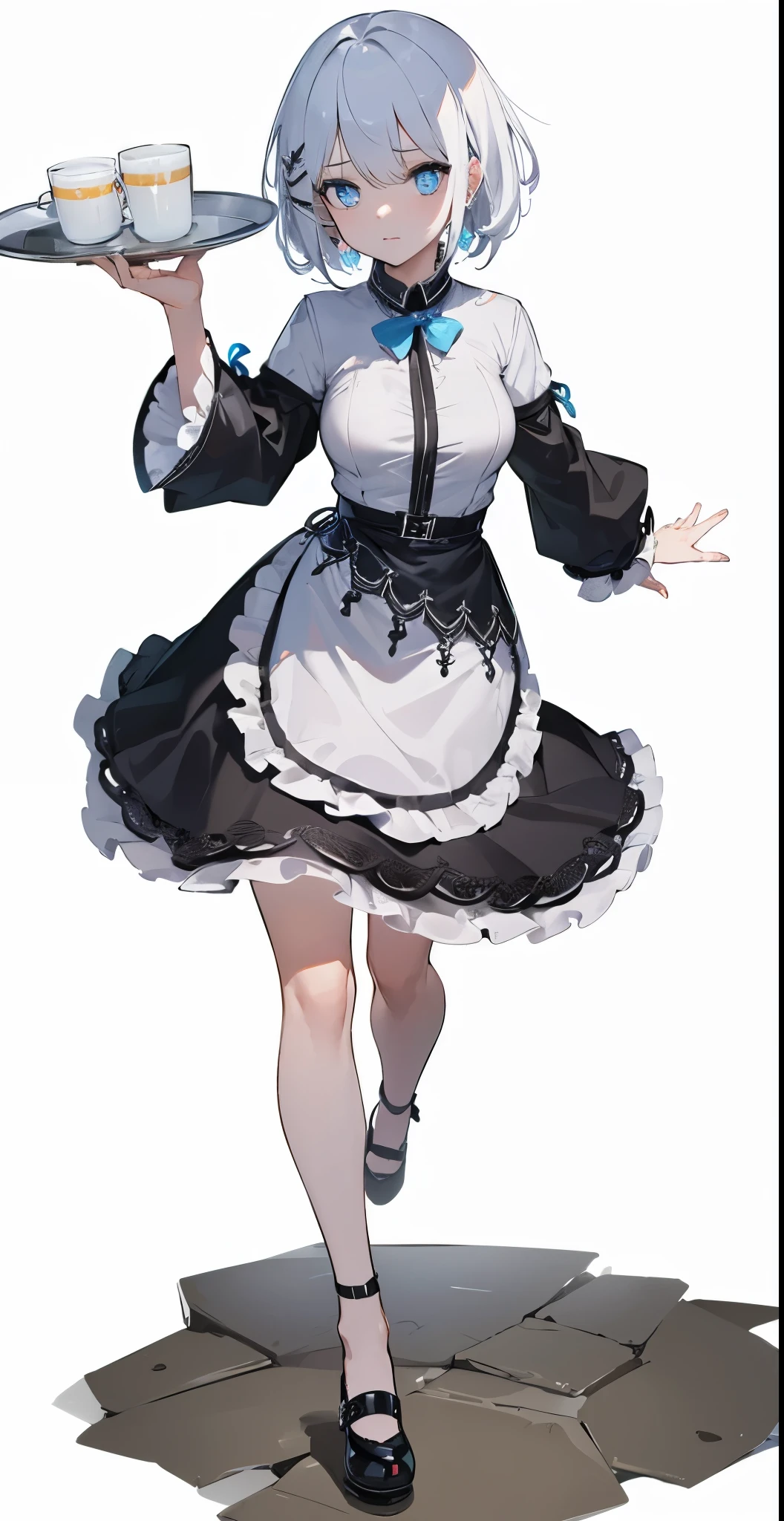 white hair, blue eyes, x hair ornament,
BREAK (masterpiece:1.2), best quality, high resolution, unity 8k wallpaper, (illustration:0.8), (beautiful detailed eyes:1.6), extremely detailed face, perfect lighting, extremely detailed CG, (perfect hands, perfect anatomy),
