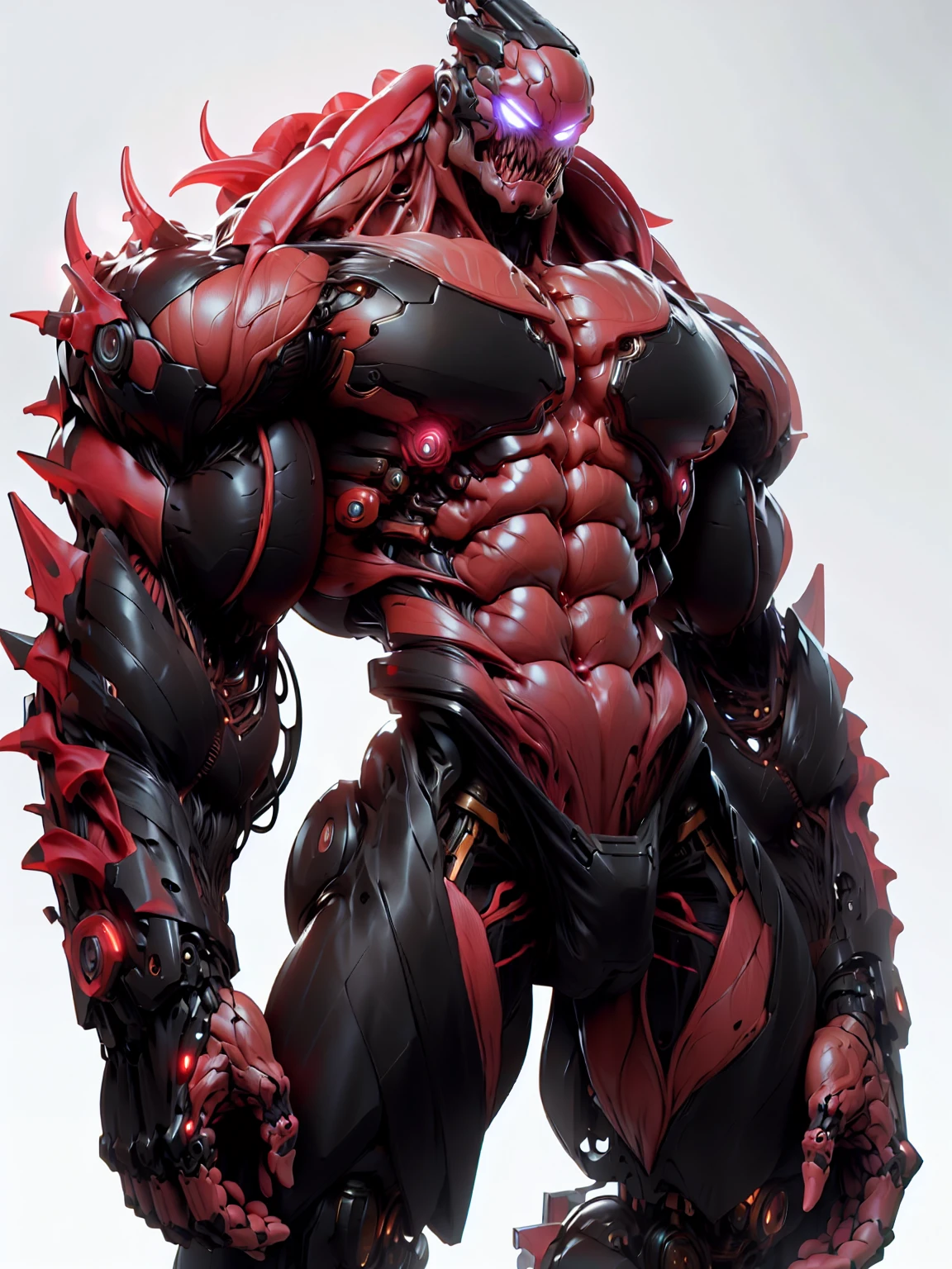(1 girl), (cara delevingne), (muscular android girl wearing a black anatomic cybernetic muscle suit:1.25), (wide shoulders:1.25), (muscular defined physique:1.25), perfect hands, long hair, large breasts, high resolution image, extreme detail, blank background
