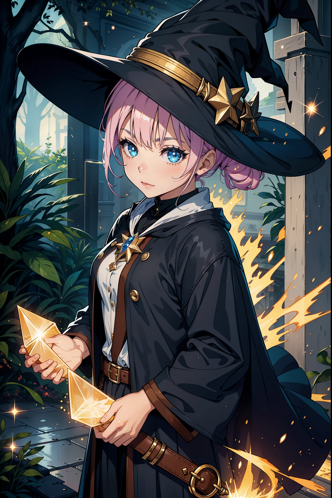 1 girl, witch, work magic, Sparkling