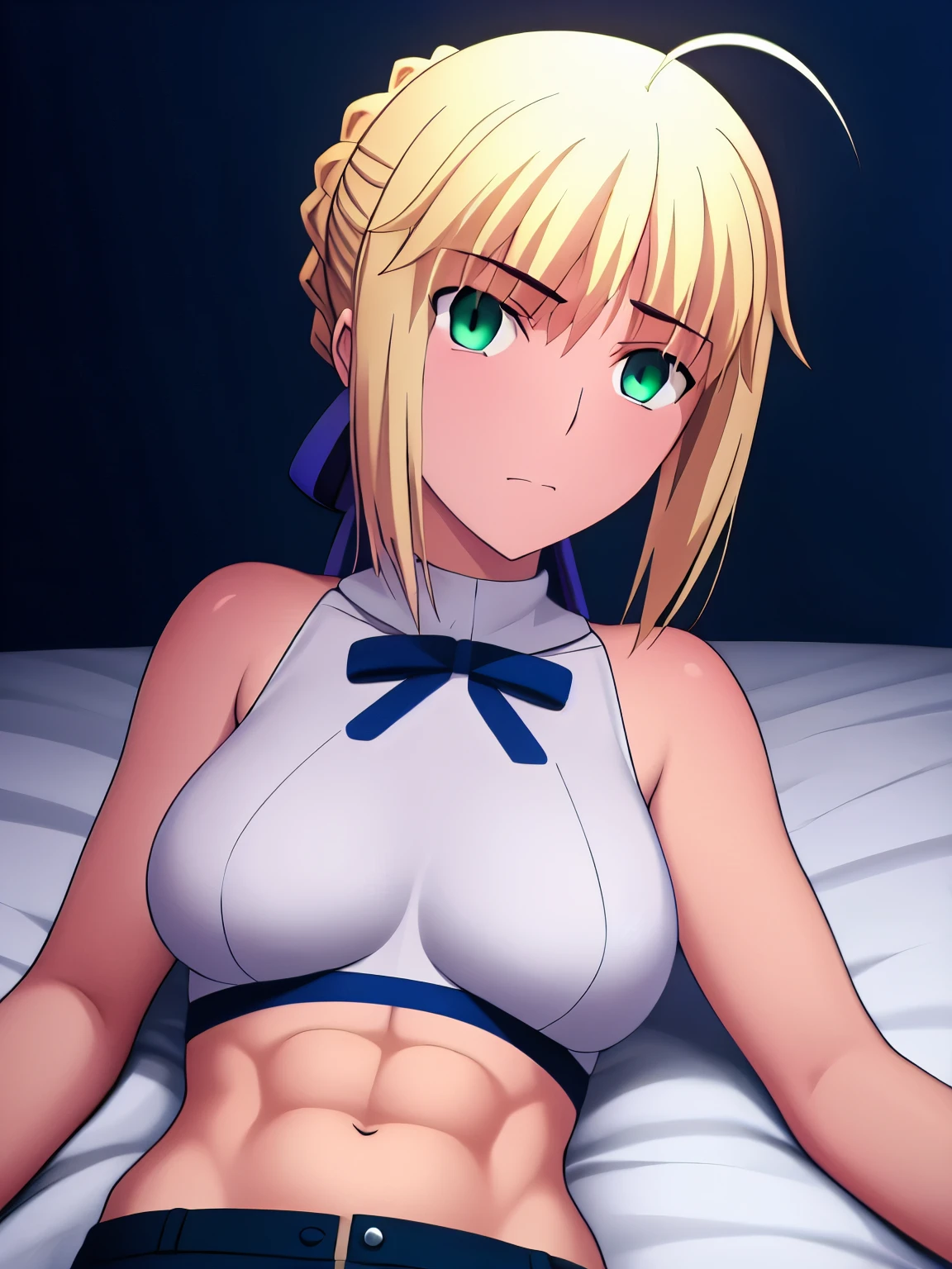 (safe:1.10), best quality, masterpiece, highres, solo, (saber_fatestaynightufotable:1.10), anime_style, 24 ,shame expression,big breast,bedroom,cowboy shot, full body shot,all nude,Wave own left hand,pimk nipple