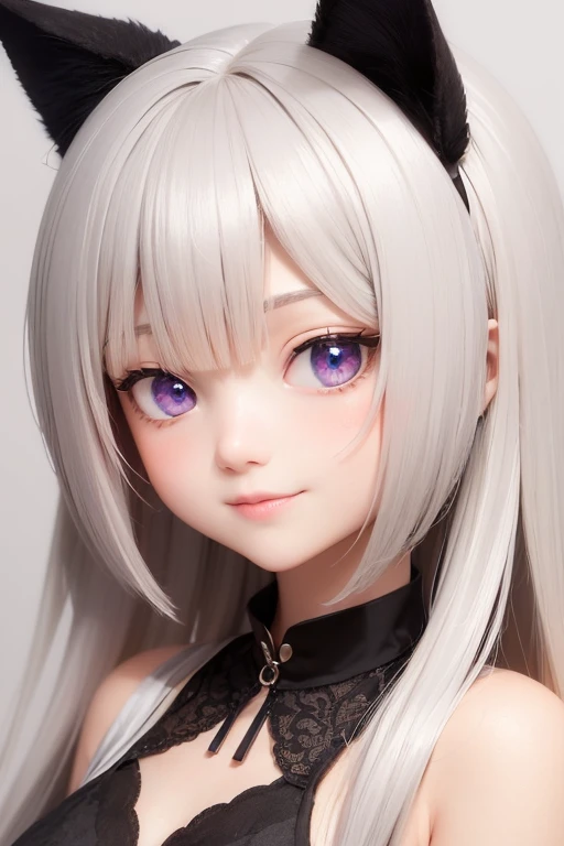 2 heads, Close-up of a courtesan doll with cat ears, style as Nendoroid, Nendoroid, Nendoroid, eyes in the style of Nendoroid, Nendoroid eyes, good smile company anime style, Nendoroid 3 d, water color Nendoroid, ( Highly detailed figures ), Close-up of a young anime girl