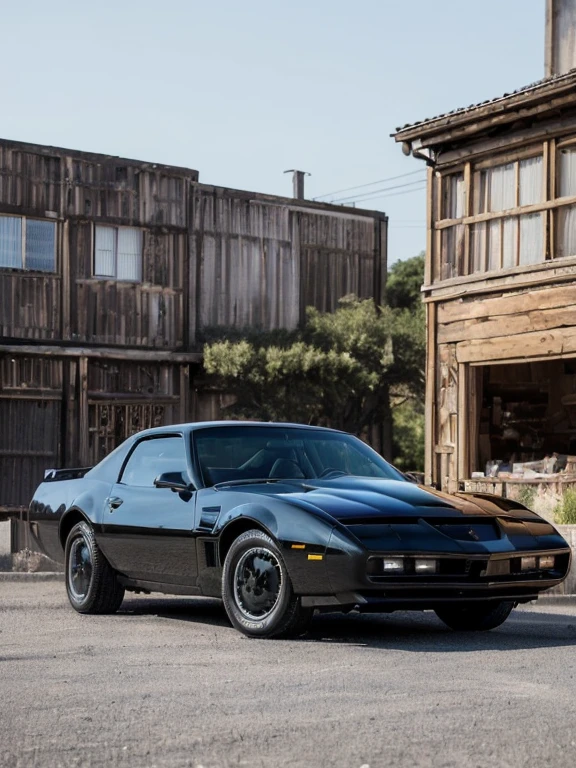 ((alta qualidade、high resolution、obra-prima、sharp focus、fotografiarealista、Fotografia crua、iluminando como um filme))、(((sem humanos)))、focus on the vehicle、Pontiac Fire Bird、cor preta、JANELAS ESCURAS、vista diagonalmente para frente、front view of three rooms、kit edb