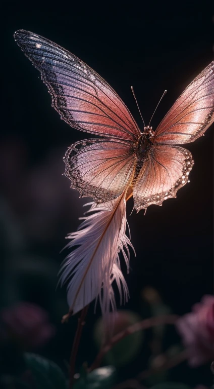 Crystal fantasy, Roses, Full-color,  toe-up, countless crystal feathers flutter in the air,
fantasy, galaxy, transparent, shallow depth of field, jade bokeh, sparkling, sparkling, stunning, colourful,
Magical Photography, Dramatic Lighting, photo realism, Ultra Detail, 4K, DOF, High Resolution