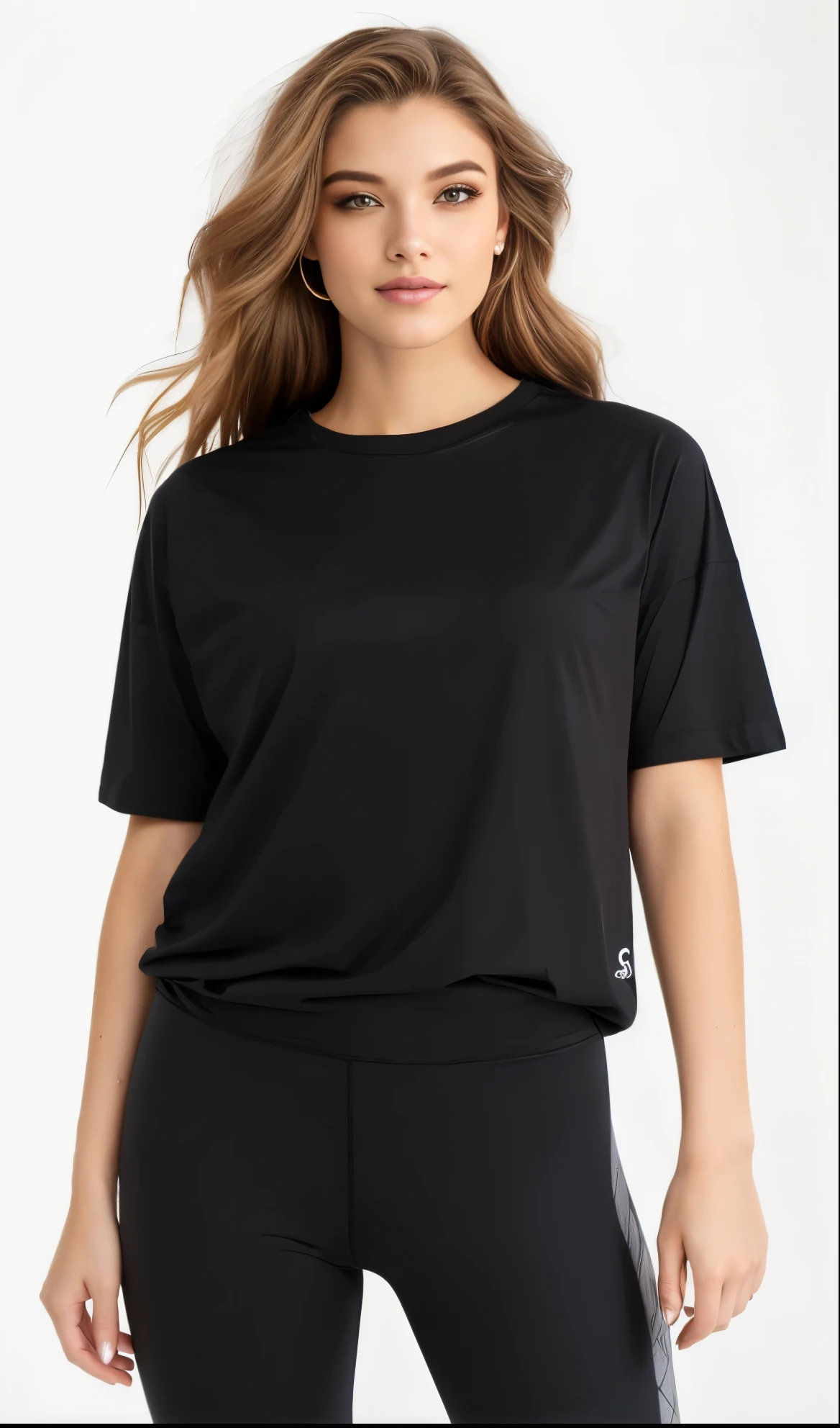 a close up of a woman wearing a camisa preta and leather pants, wearing a Camiseta preta, vestindo uma camiseta preta, vestindo camiseta preta, camiseta preta, Camiseta preta, camiseta preta, camisa preta, wearing a camisa preta, Minimal clothing, he is wearing a Camiseta preta, vestindo uma camiseta, roupas pretas casuais