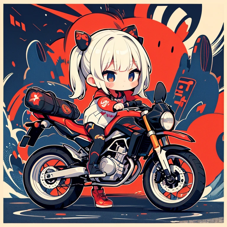 masterpiece、cute、Little、A girl who personifies a monster mural、Detailed Background bike Suzuki Katana cool