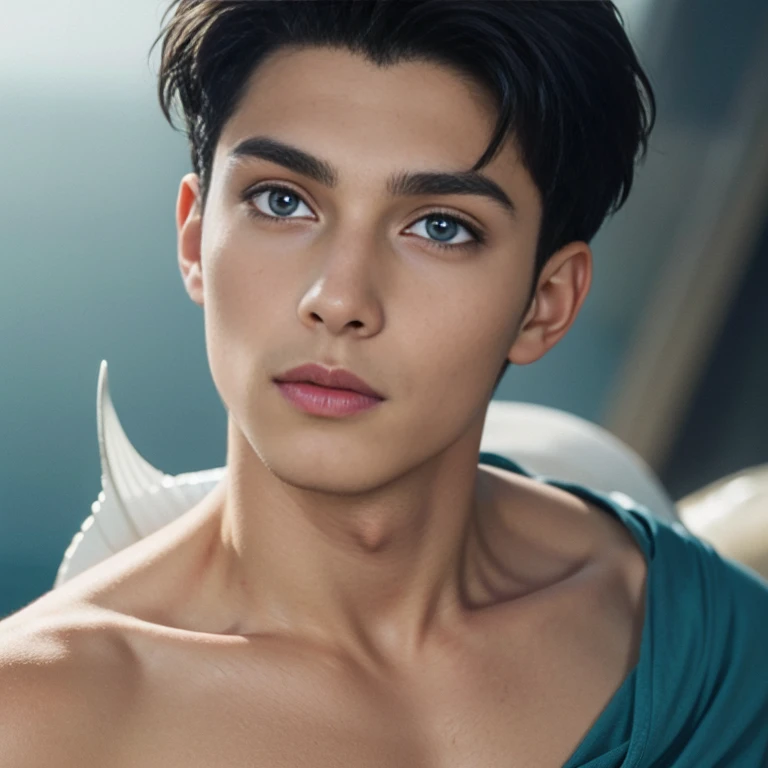 (8K, RAW photo, Highest quality), (full-body shot:1.3), (blue eyes:1.6), (18 years old:1.5), white pale skin, (prince eric from the little mermaid:1.6),(prince_eric:1.5)(short hair:1.6), (dark brown hair:1.5), (wavy hair:1.3), (ocean:1.5), (costline:1.5), Realistic, (((1 perfect :1.3))), 1 amazing , (((1 nice :1.2))), 1 beautiful , 1 great , 1 male , male scrotum, perfect scrotum, male structure, male genitalia,, handsome man,frontage, Intricate details, Extremely detailed eyes and eyelashes, Muscular male, Manly, masculine, Soft lighting, Cinematic lighting, Portrait, Exposing the pectoral muscles, male model, muscular, ripped, defined body, Digital SLR, hyper qualit, Fujifilm XT3, Crystal clear, 8K UHD, High detail, Ultra photo realsisim, haar, ((Realistic skin), ((pores)), ((high detail skin)), volumettic light, groin, far, complex 3D visualization, high detail, 1 handsome young man (nsfw) looking at the viewer (Pureerosface_V 1:0.6), pure, genuine human skin , (bare chest), muscles, vivid details, hyperrealistic, beautiful background, octane rendering, best quality, masterpiece, extremely detailed, computer graphics, unity, wallpapers (realistic, photorealistic: 1.37), (((anatomically correct:1.4))), stunning, fine details, masterpiece, best quality, official art, extremely detailed CG unity 8k wallpaperull Body))), ((Correct body structure)), (((Correct dissection))), (((Depth of field:1.5))), detailed, smooth muscles
