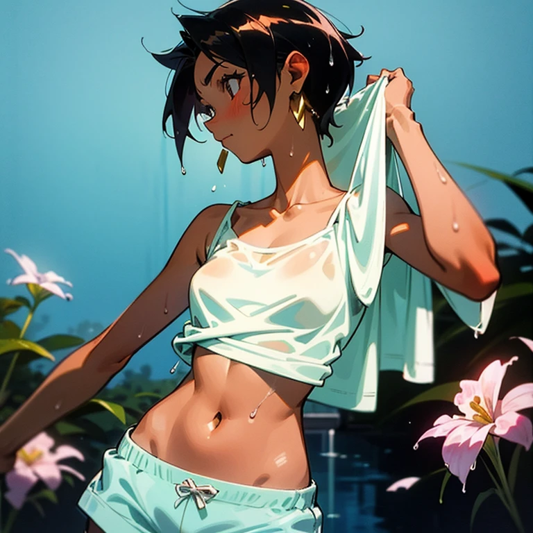 Cool girl、Boyish Girl、Sporty、tits、Wet and transparent、Wet, see-through clothes、camisole is wet and her underwear is visible、Navel Reveal Style、I have a towel、Wet、oil、slimy、Very short hair、black hair color、Shorts、
、high school girl、Gal、brown skin、garden、Pool、tall、Slender beauty、Curved waist、well tanned、Beautiful clavicle、Very slim body、Middle Eastern Girl、Earrings、High contrast、Narrow dynamic range