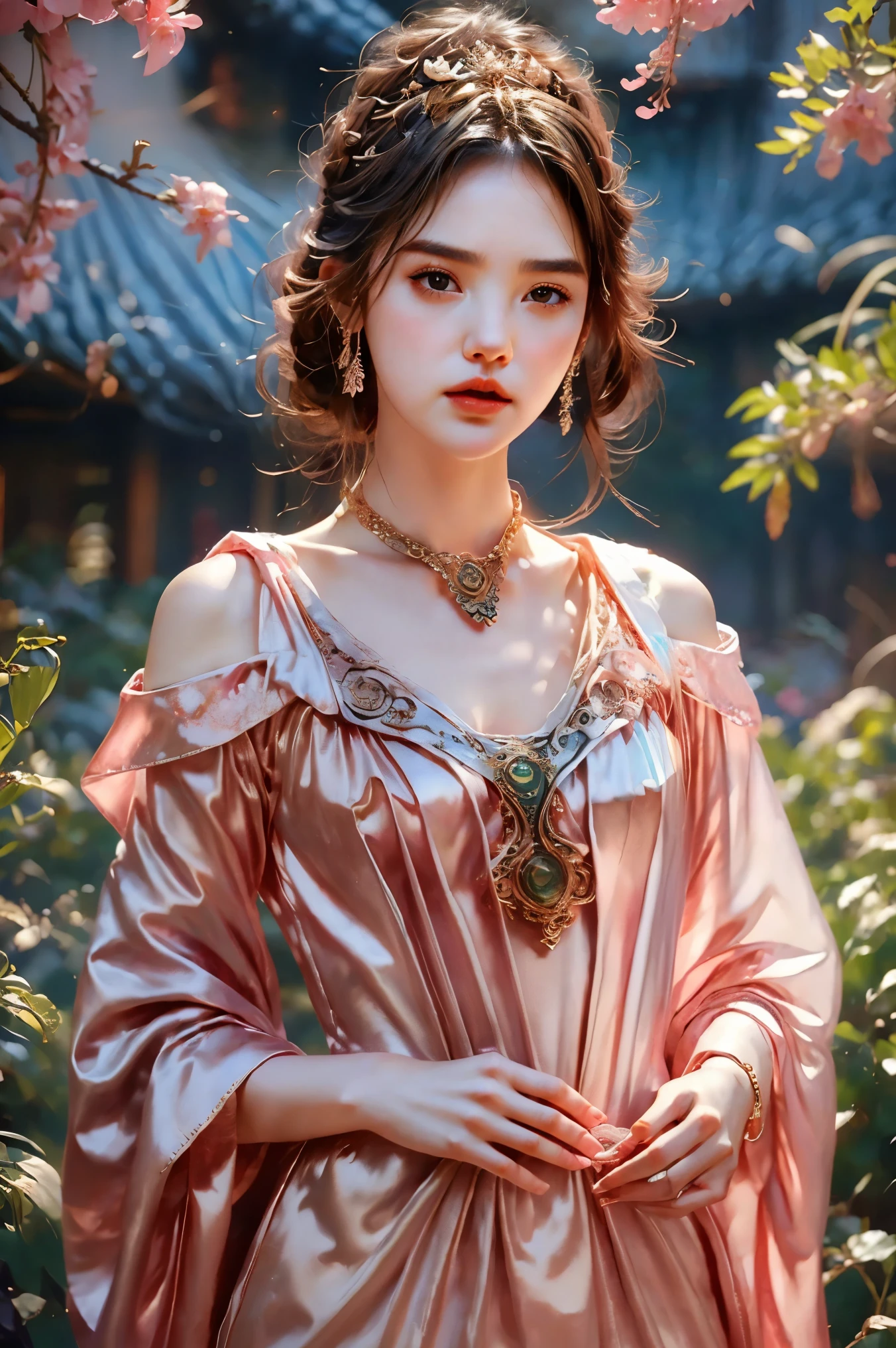 (Filigree:1.3)，(Steampunk:1.4)，****ung girl，detailed美丽的皮肤，Face focus，detailed的眼睛，Upper Body，anger，Satire，Akimbo，blaming，anger，frown，indifferent，arrogant，detailed的褶边，(Super hero)，Wet lips，gorgeous的配饰，gorgeous的配饰，silver冠，gorgeous的手镯，gorgeous的戒指，Princess，Fantasy World，palace，whole body，((miranda kerr, Gal Gadot, kendell jenner, lalisa manobal, Charlize Theron, Dakota Johnson, Emma Watson  face))，(diamond超过:1.4)，diamond，红gem，肚脐下方Tattoo，prestige，gorgeous，luxury，Royal Palace，Jewelry，gem，Money，silver，diamond，flash，蓝gem，红gem，Emerald，pearl，amber，obsidian，Tattoo，Orange Eyes，(Pelvic Curtain:1.5)，Aperture 1.4，(Length Depth:1.4), masterpiece，Best quality，detailed