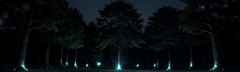 Night forest with few trees 