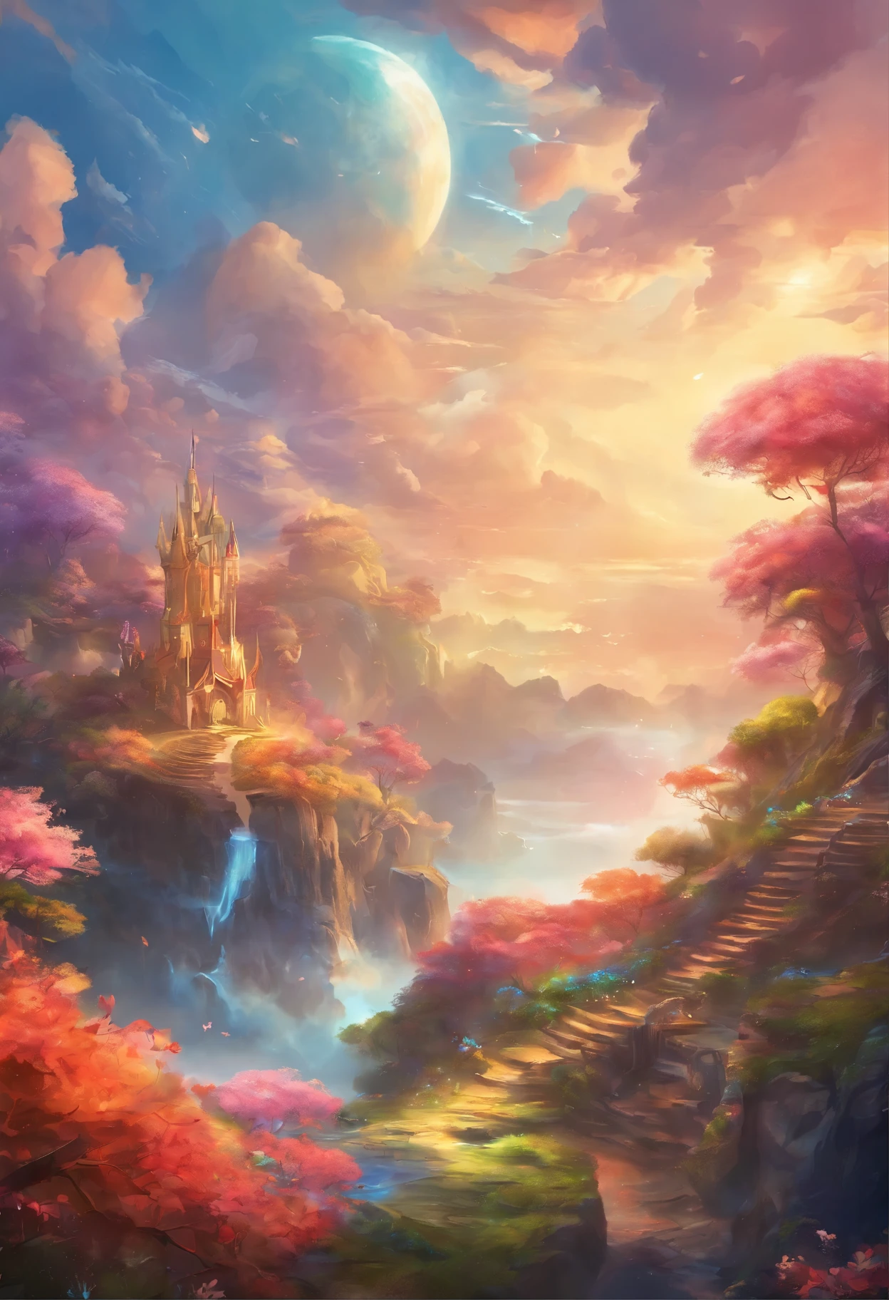 太陽はShine,Edges shine,Inner brilliance,One Fish,Betta,Nice tail,colorful,Wandering in the clouds,(White cloud),colorful light,Rainbow-colored,Shine,(Irregular light spots),High-end products,8k,detailed,Ray Tracing,Depth of written boundary,Cinema lighting,
