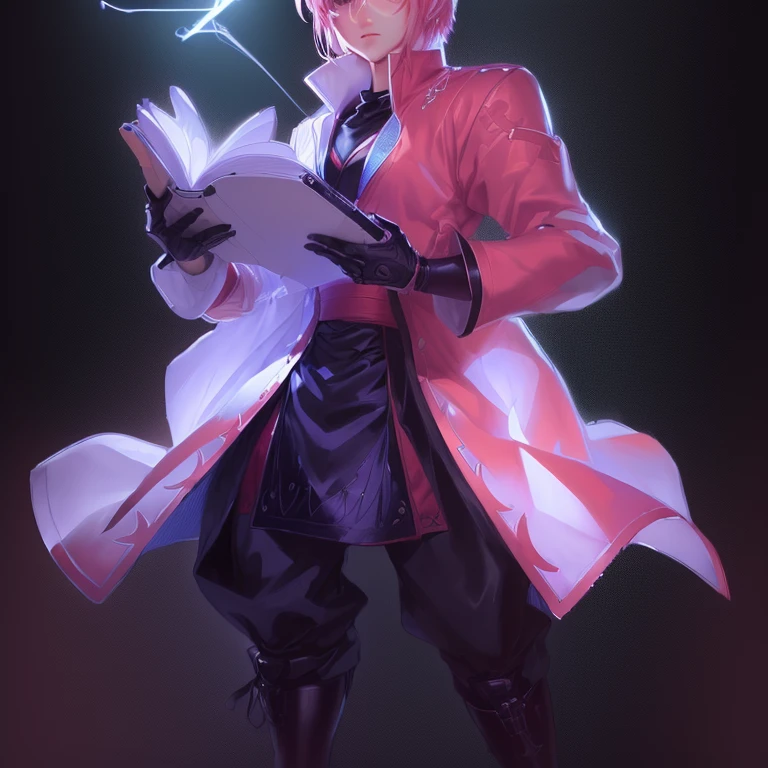 great anime semi-realistic rpg style drawing with light line art