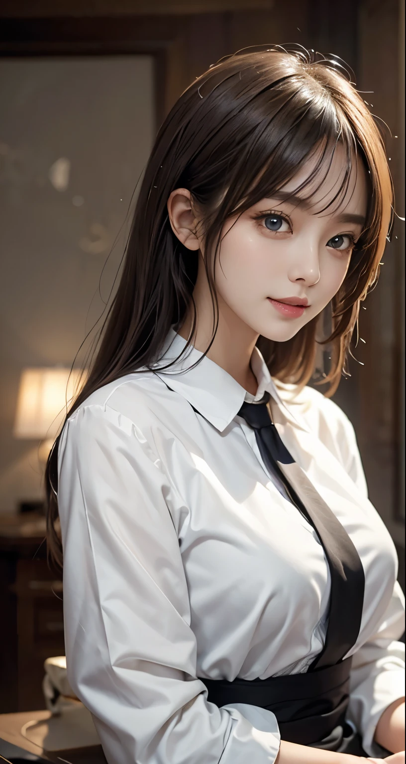 masterpiece, 1 beautiful girl, detailed, Swollen eyes, highest quality, 超High resolution, (reality: 1.4), Original photo, One girl, Cinema Lighting, smile, Japanese, Asian Beauty, Korean, clean, so beautiful, Small young face, Beautiful Skin, thin, Cyberpunk Background, (Ultra-realistic), (High resolution), (8k), (非常にdetailed), (Best illustrations), (Beautiful and detailed eyes), (非常にdetailed), (wallpaper), (detailedな顔), Viewers are watching, The finer details, detailedな顔, Pure Erotic Face Ace_v1, smile, 46 point diagonal bangs, Look straight ahead, Neat (fashionable, Plain, Folding collar, irregular, shirt feel, Date Dress), Body facing forward, Realistic photos,