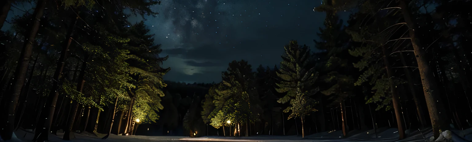Night forest with few trees 