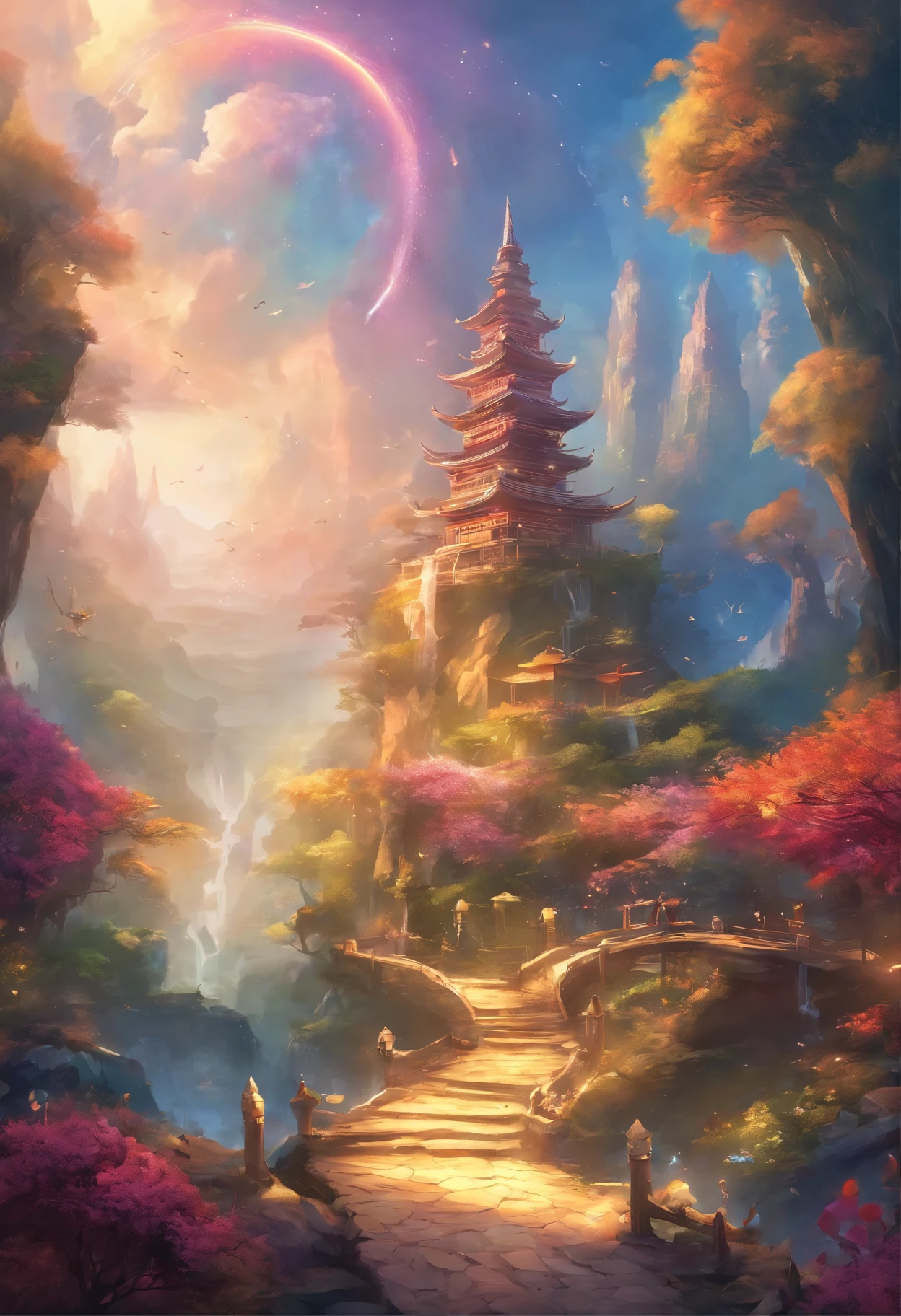 太陽はShine,Edges shine,Inner brilliance,One Fish,Betta,Nice tail,colorful,Wandering in the clouds,(White cloud),colorful light,Rainbow-colored,Shine,(Irregular light spots),High-end products,8k,detailed,Ray Tracing,Depth of written boundary,Cinema lighting,