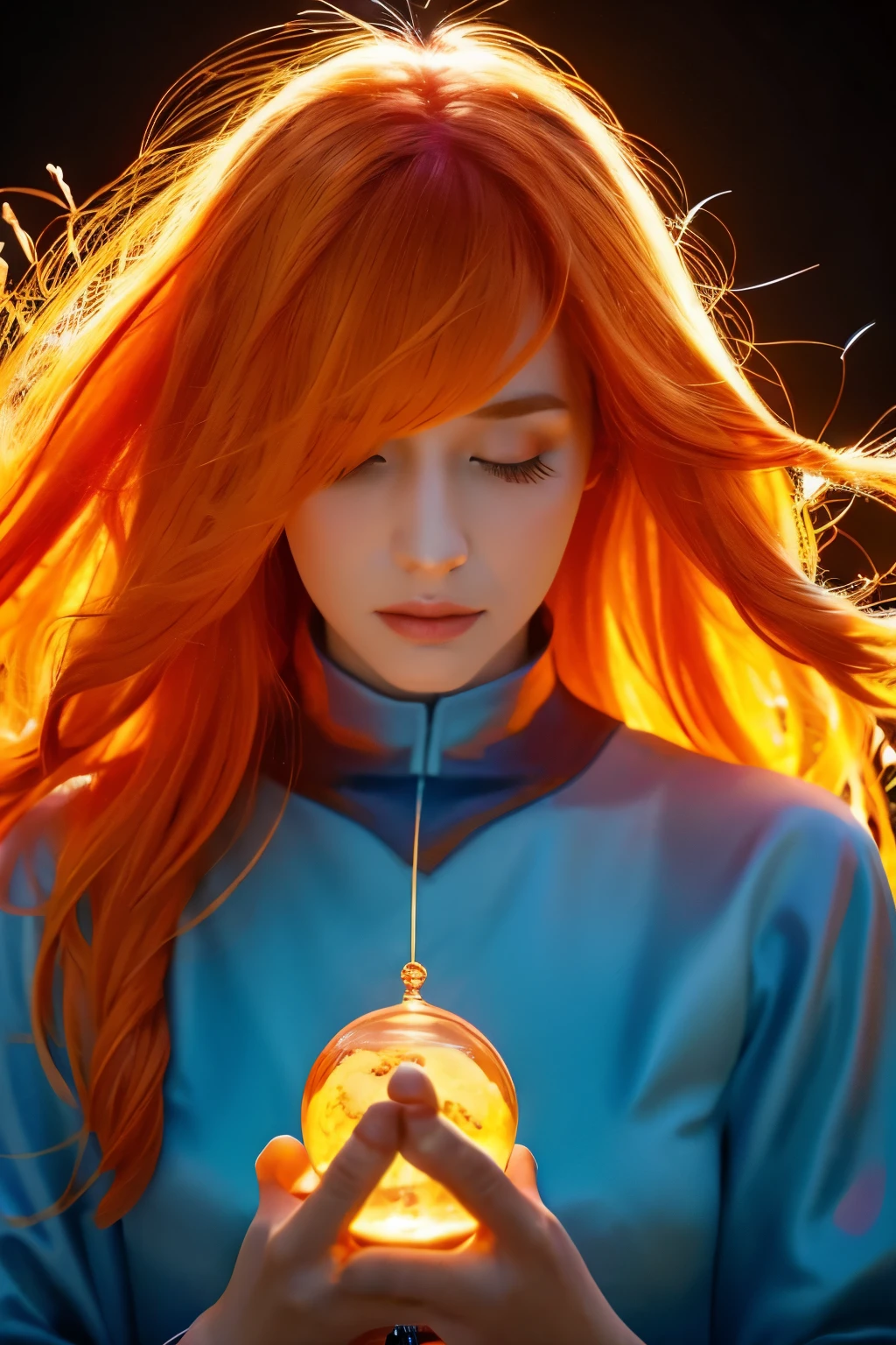 woman Spiritual time flows Galactic Universe Mysterious orange hair Have Earth