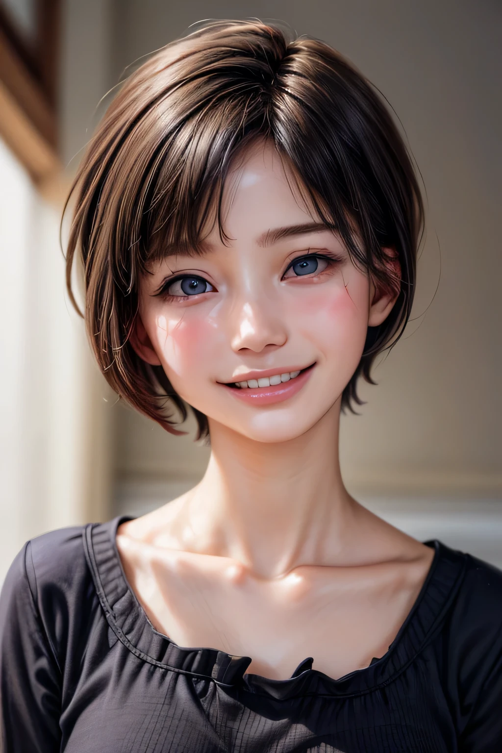 (NSFW:-1), (masterpiece:1.3), (8k, photorealistic, RAW photo, best quality: 1.4), 
cinematic lighting, 
(1boy), beautiful face, (realistic face), 
beautiful hairstyle, (short hair :1.5),
realistic eyes, beautiful detailed eyes, 
(realistic skin), beautiful skin, 
(blouse), 
absurdres, attractive, 
ultra high res, ultra realistic, highly detailed, 
golden ratio, big smiling, teeth out, 
