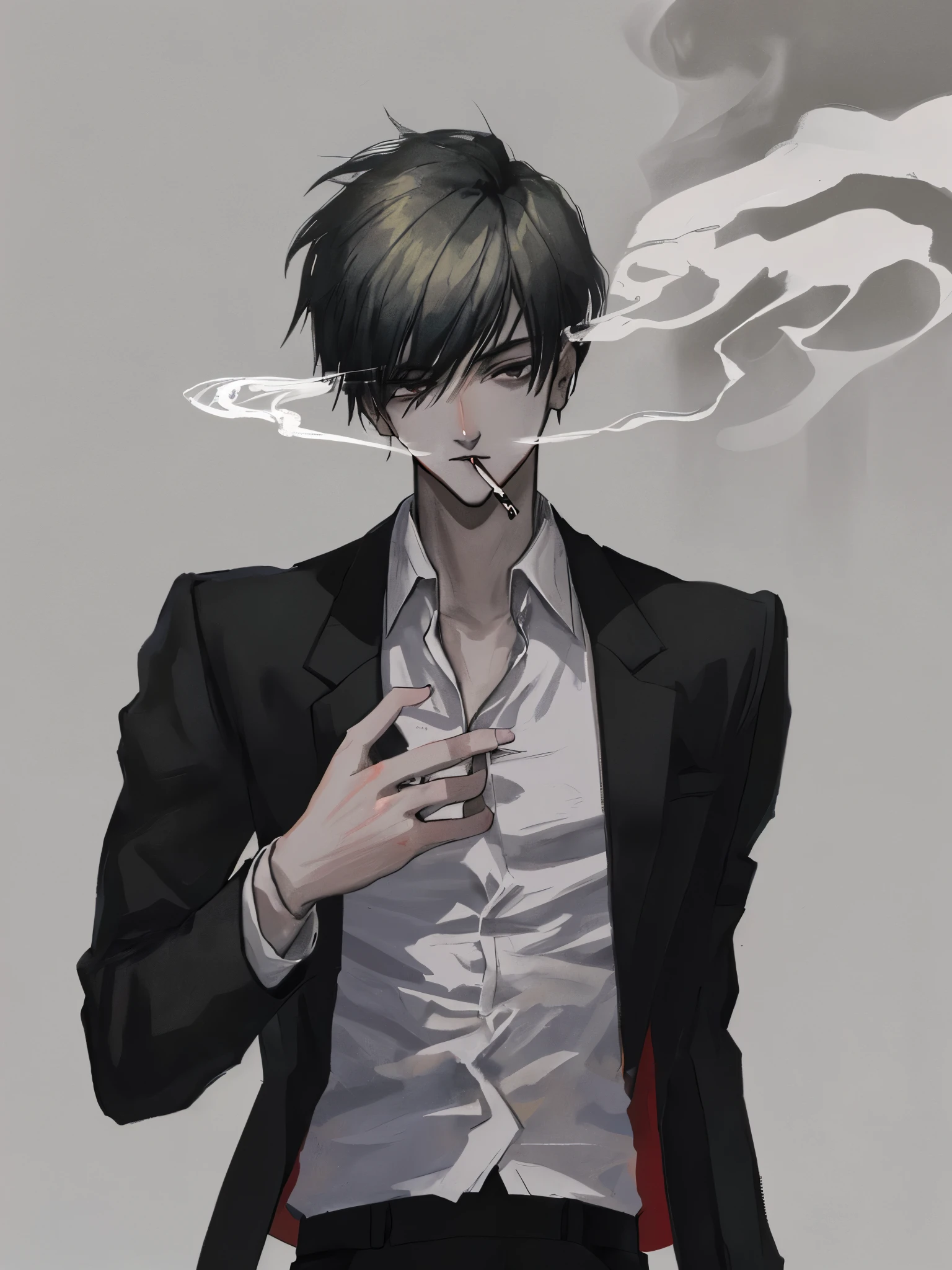 Smoking cigarette young man illustration 
